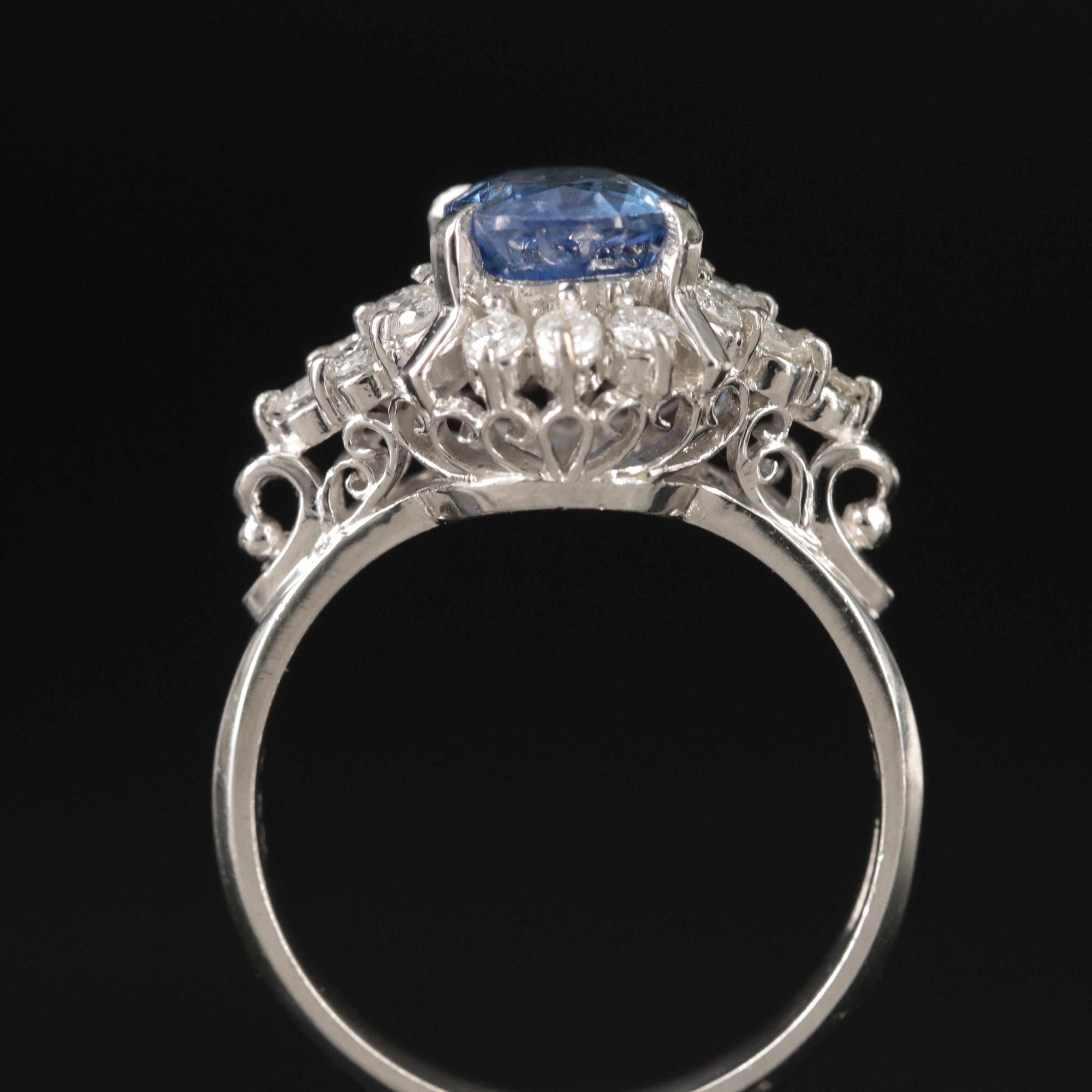 2.16 CT Unheated Ceylon Sapphire and Diamond Ring with Online Digital GIA Report