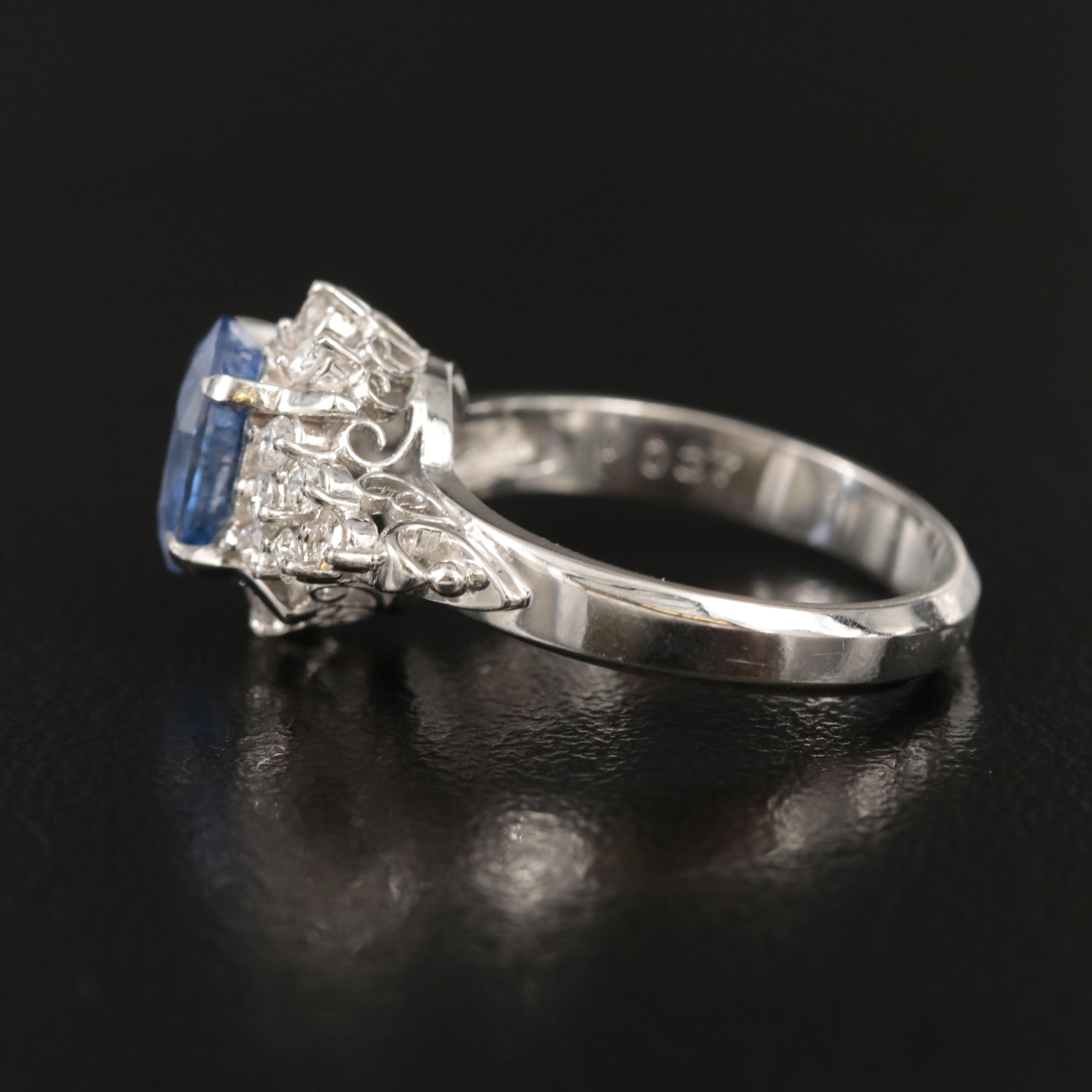 2.16 CT Unheated Ceylon Sapphire and Diamond Ring with Online Digital GIA Report