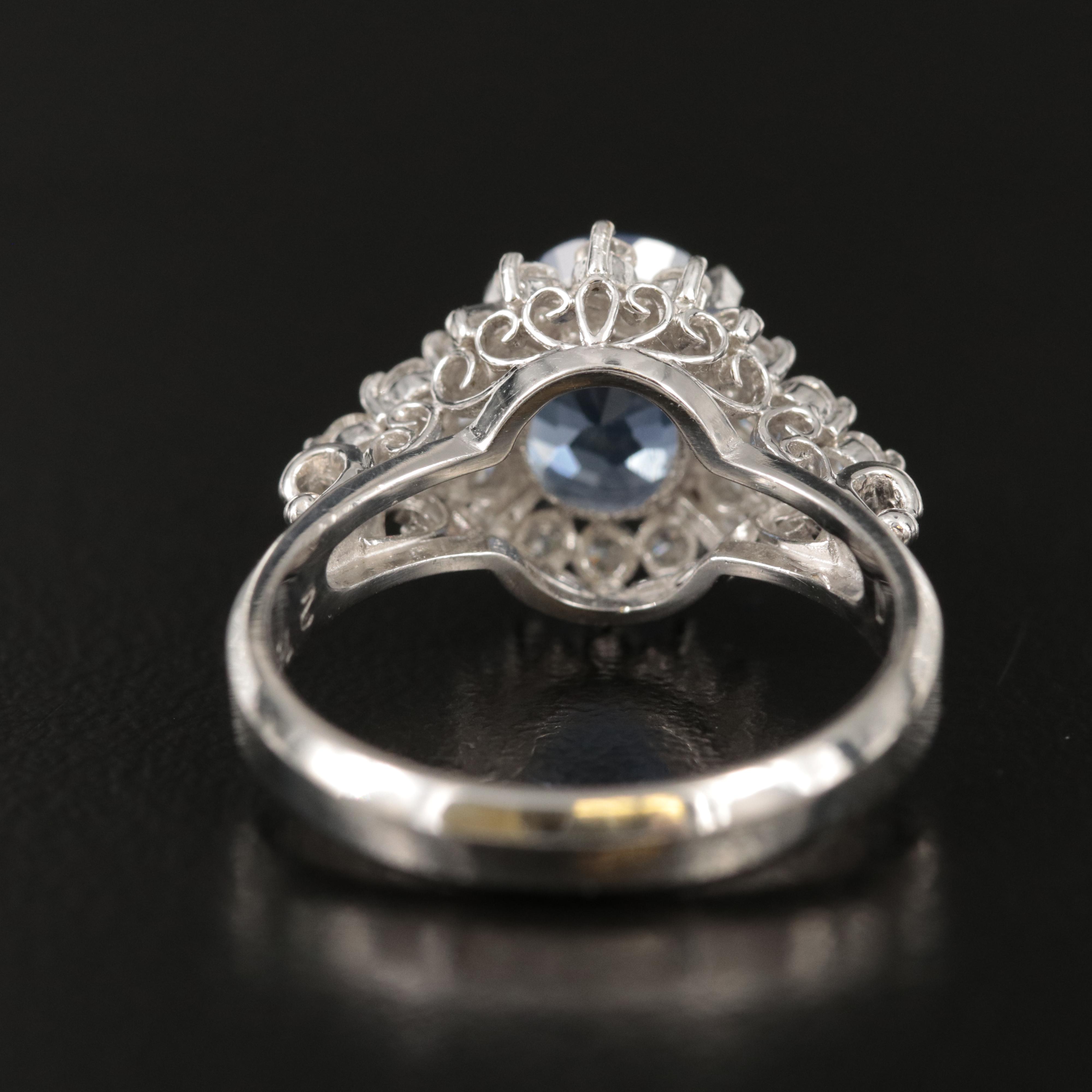 2.16 CT Unheated Ceylon Sapphire and Diamond Ring with Online Digital GIA Report