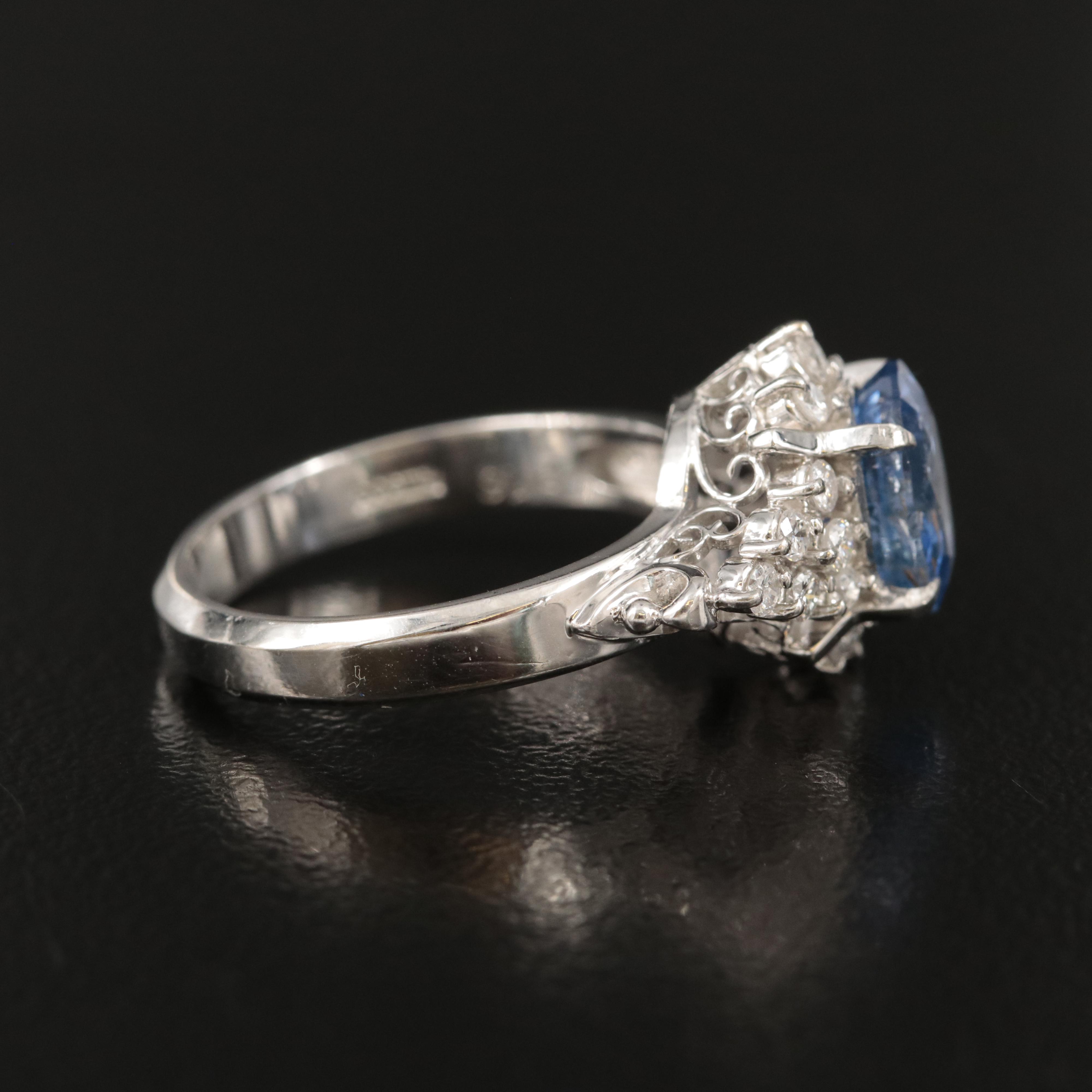 2.16 CT Unheated Ceylon Sapphire and Diamond Ring with Online Digital GIA Report