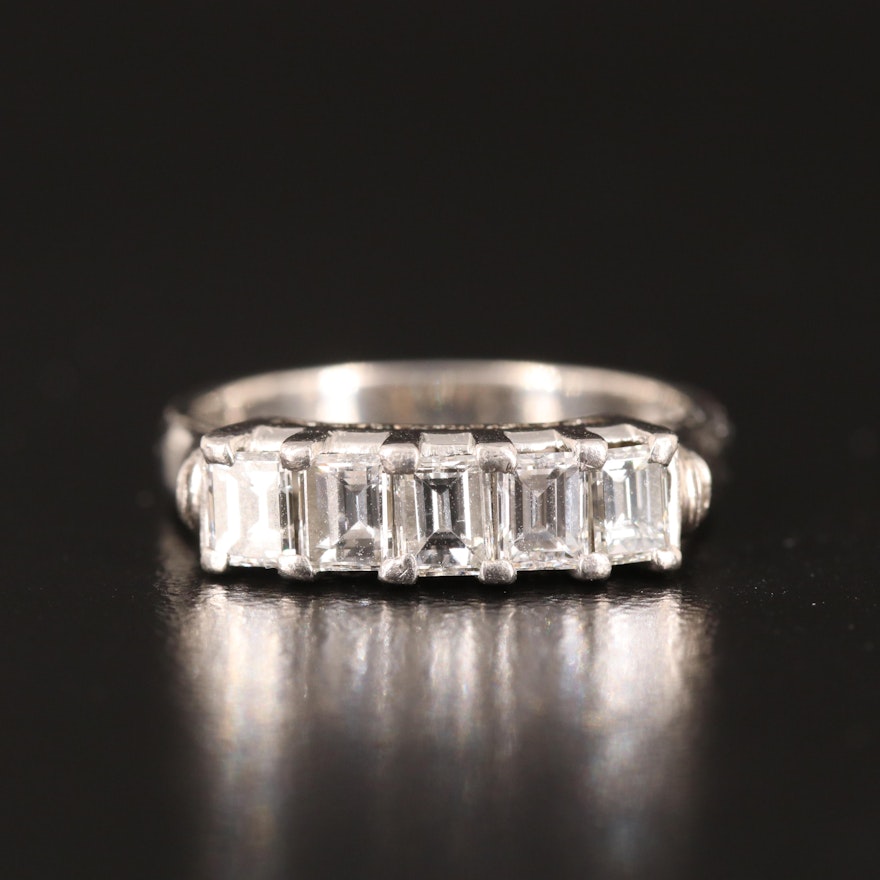 Platinum 1.10 CTW Diamond Five Stone Ring