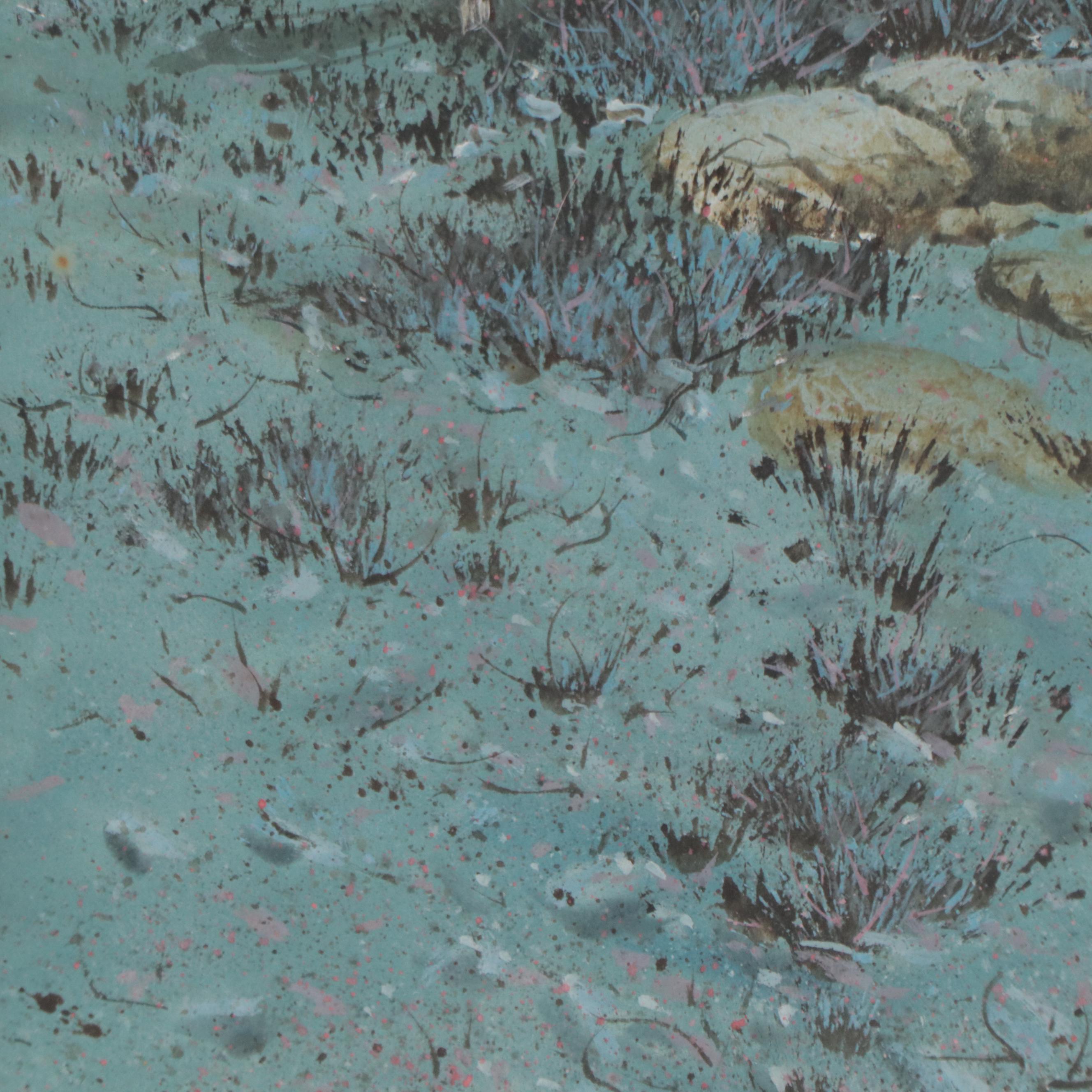 Austin Deuel Nocturne Desert Landscape Gouache Painting