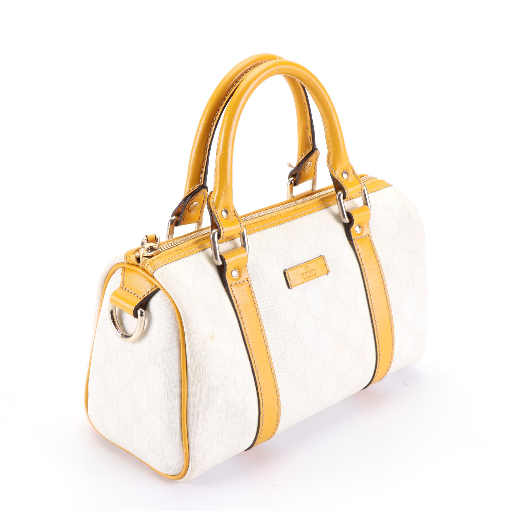 Gucci Mini Boston Bag in GG Supreme Canvas and Leather Trim