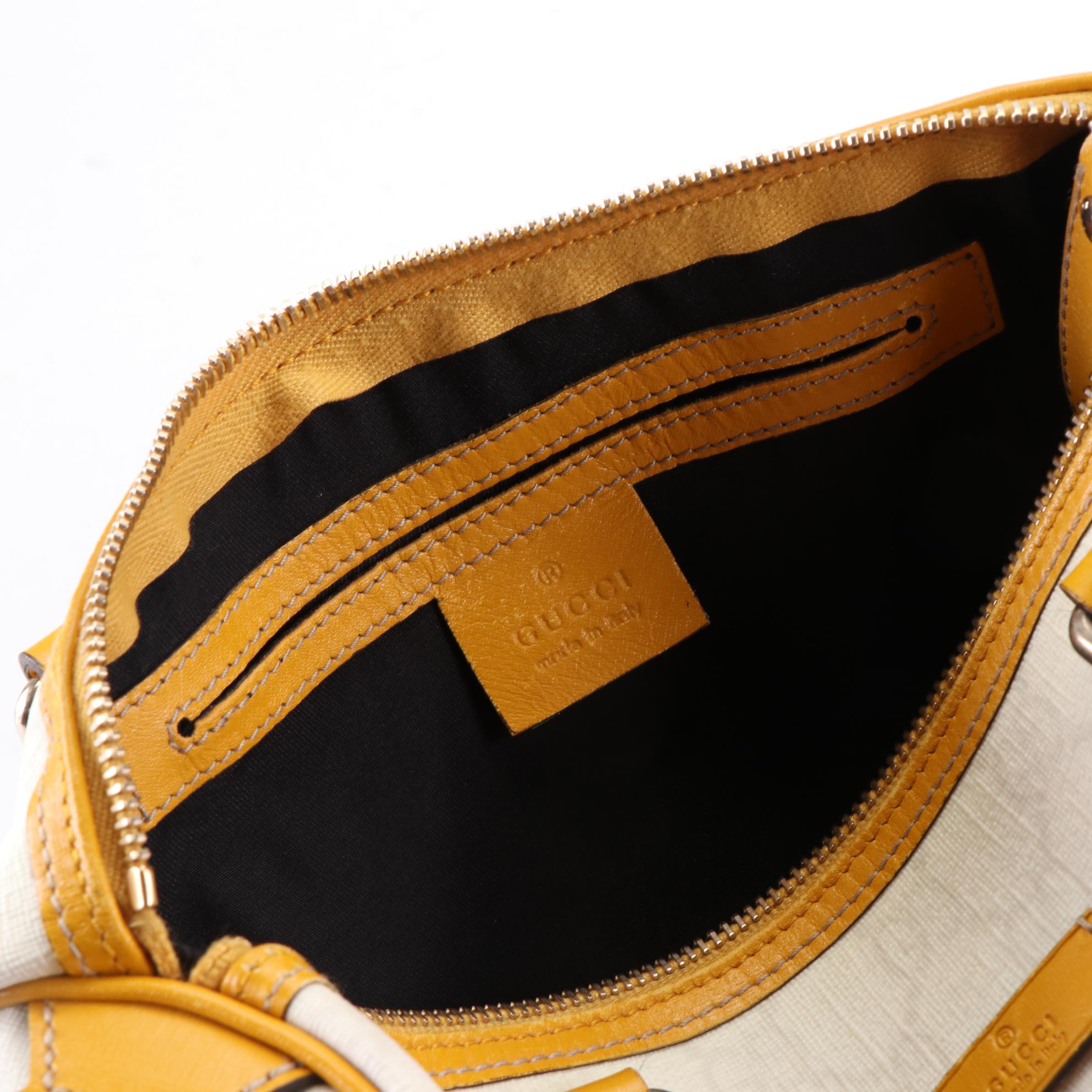 Gucci Mini Boston Bag in GG Supreme Canvas and Leather Trim