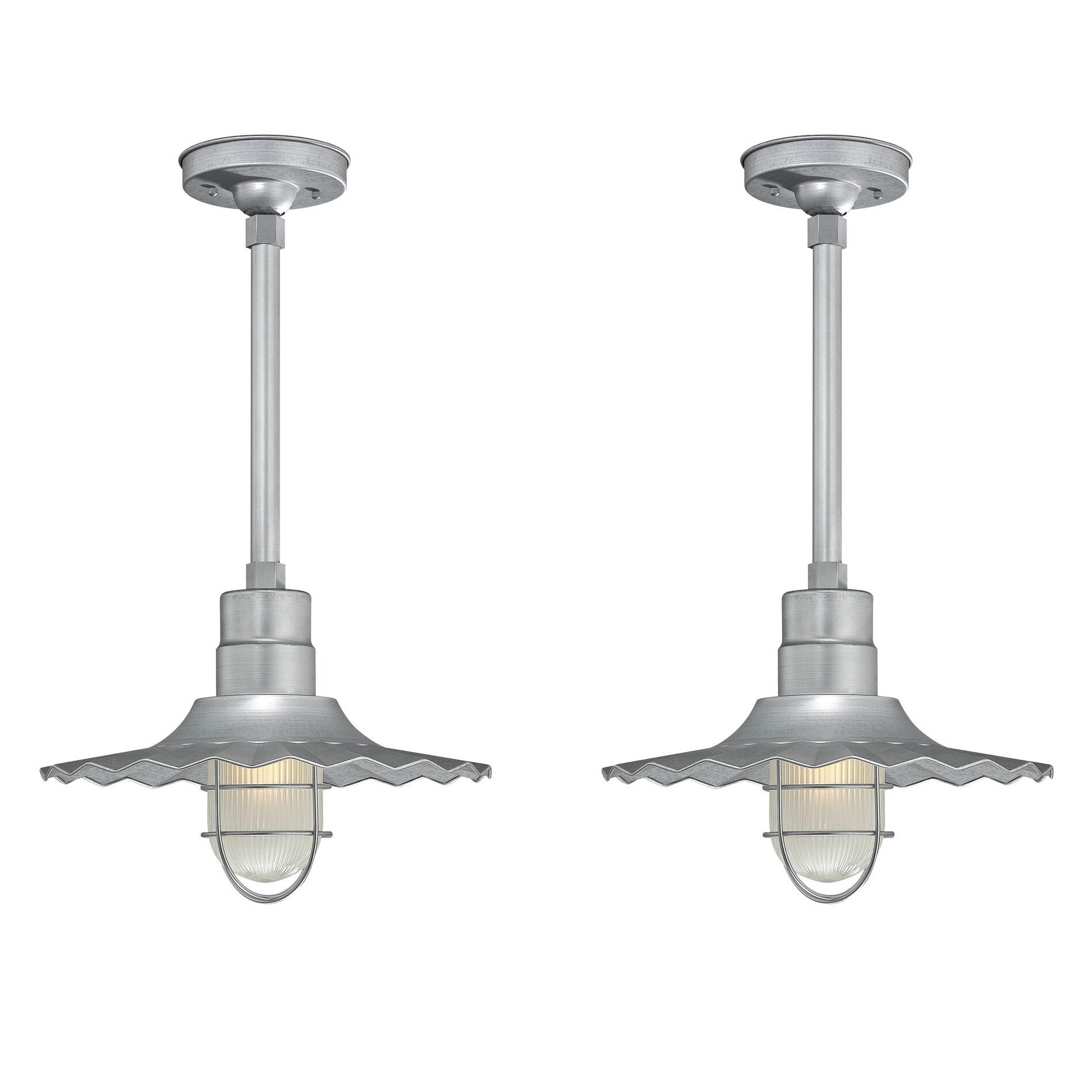 Two Millennium Lighting Stem Hung Radial Wave Shade Pendant Lights