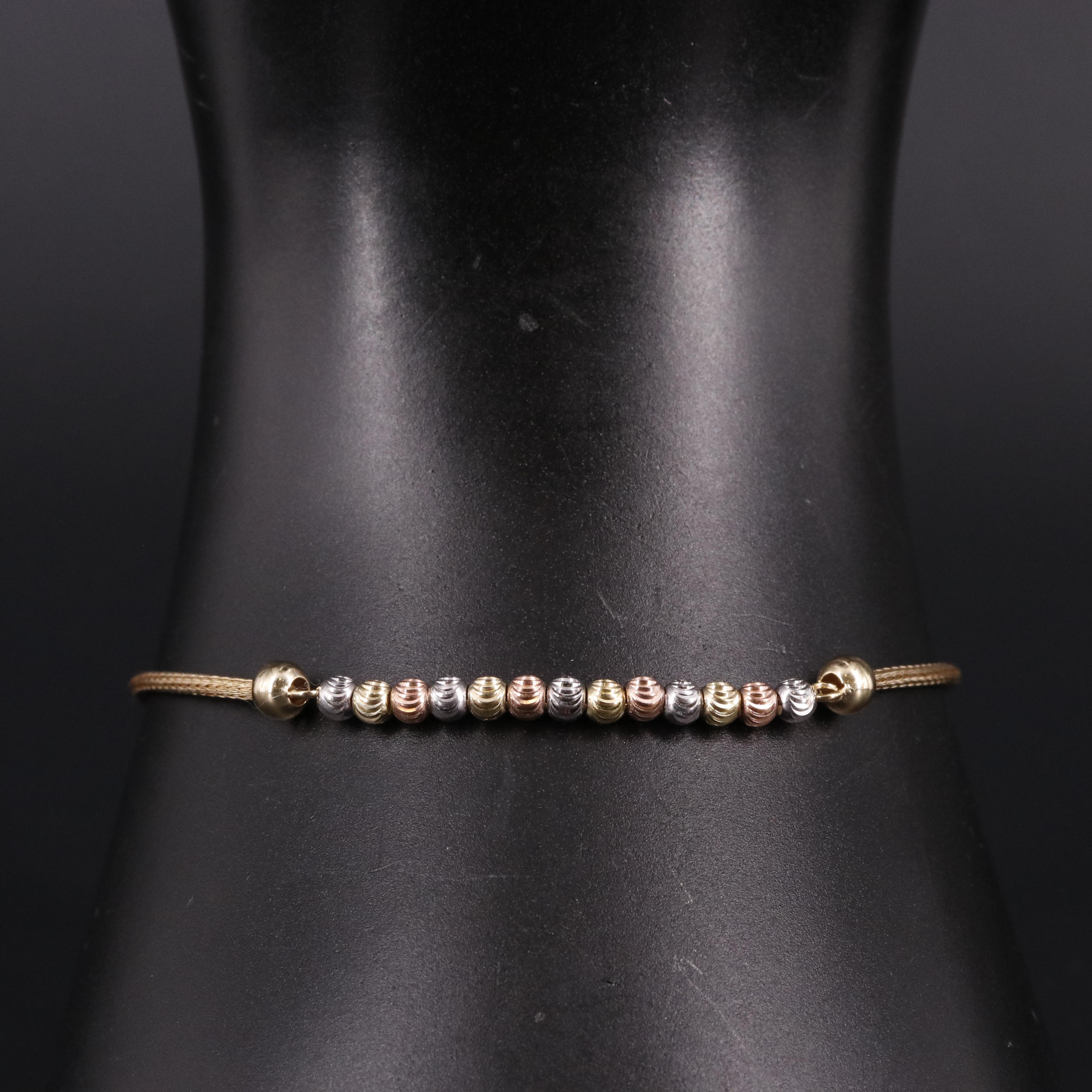 14K Multicolor Beads Foxtail Chain Bracelet