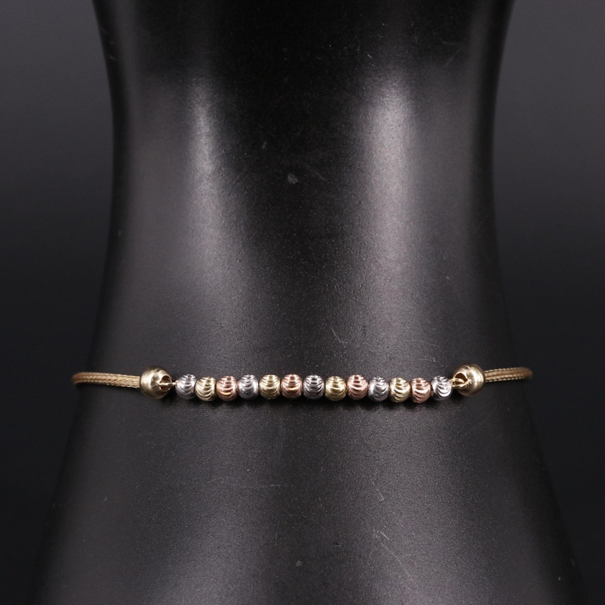 14K Multicolor Beads Foxtail Chain Bracelet