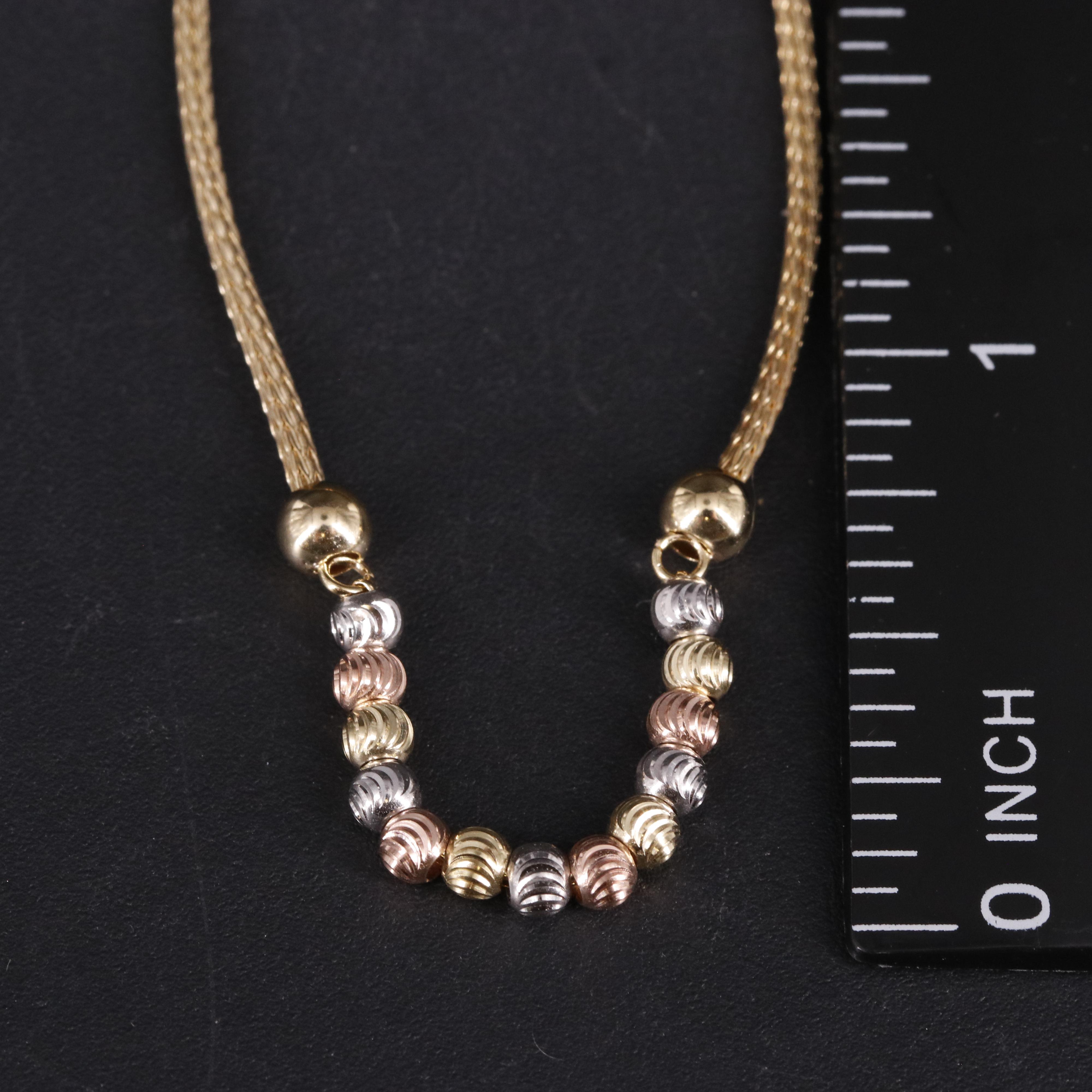 14K Multicolor Beads Foxtail Chain Bracelet