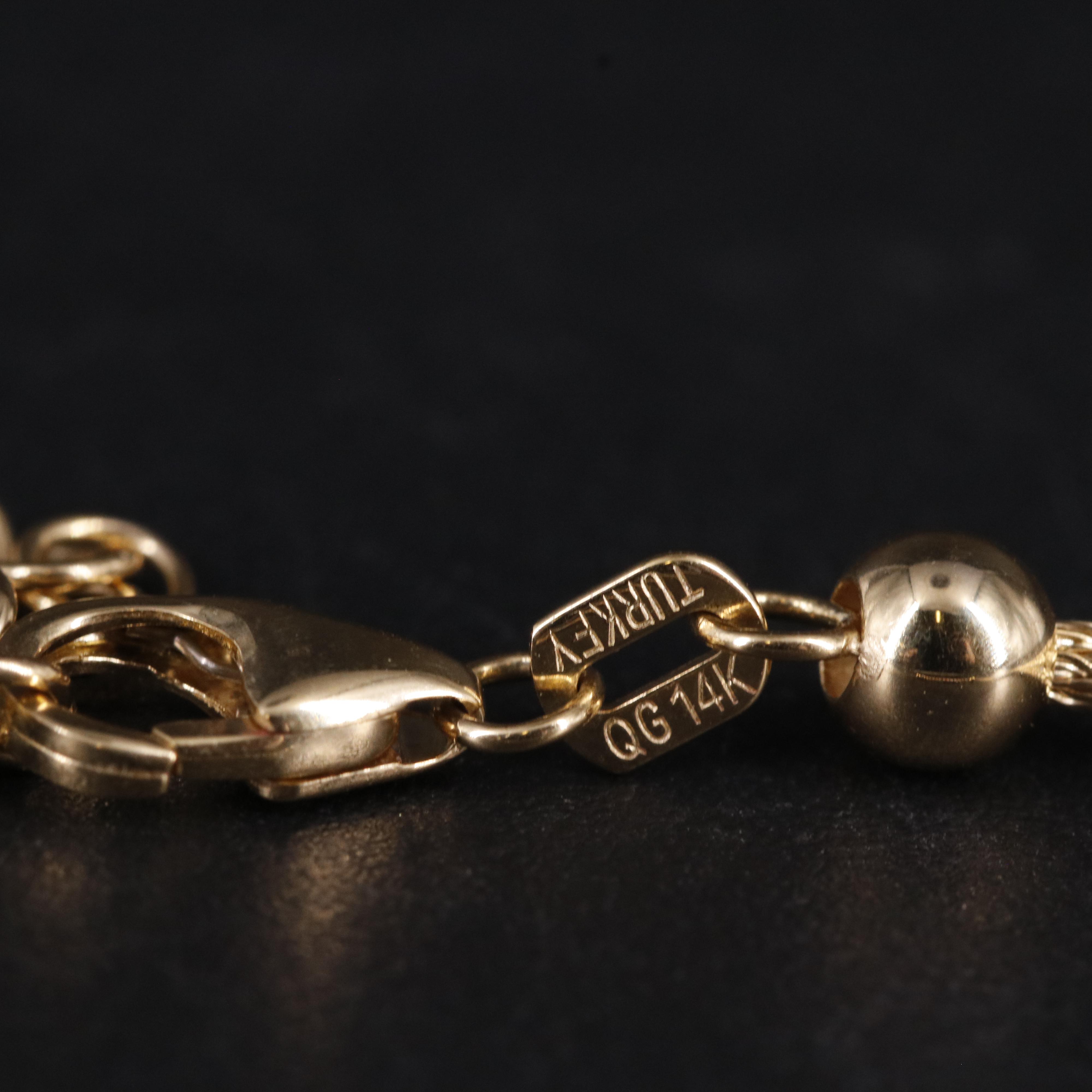 14K Multicolor Beads Foxtail Chain Bracelet