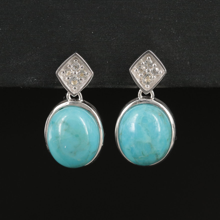 Sterling Turquoise and Topaz Earrings