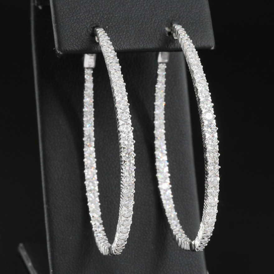 14K 4.37 CTW Diamond Inside-Out Hoop Earrings