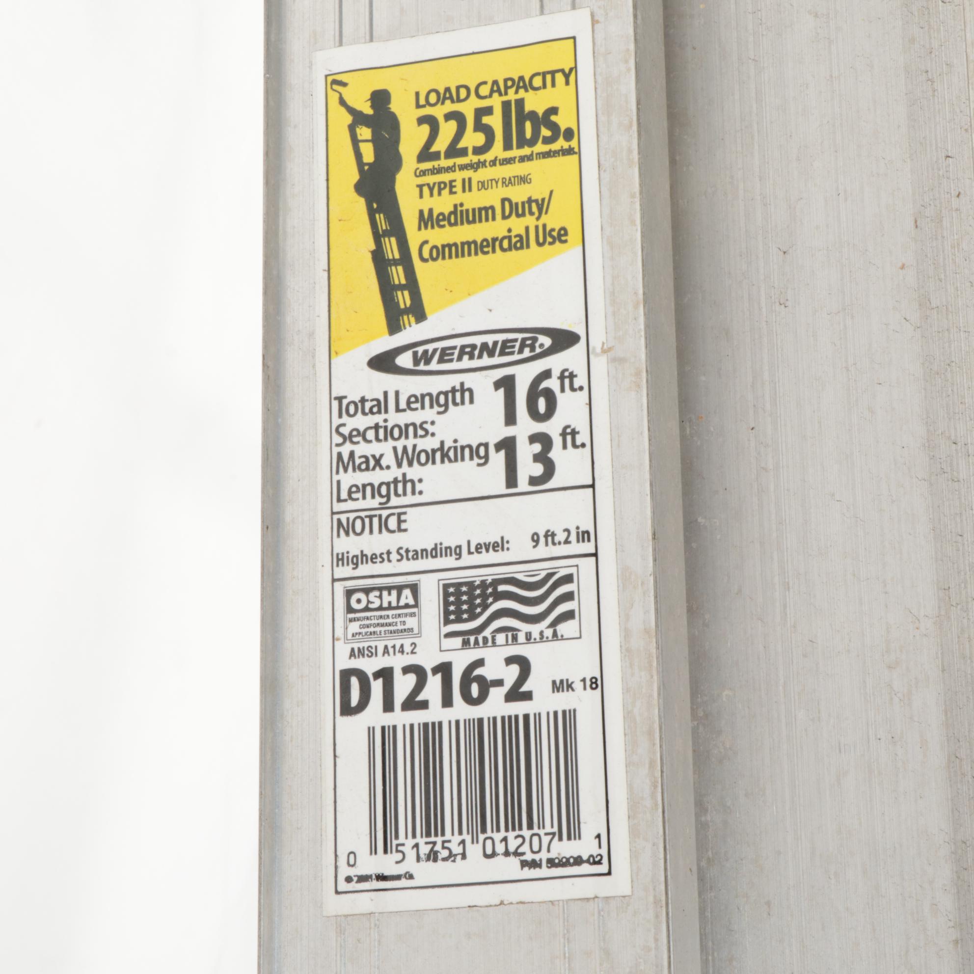 Werner 16' Extension Ladder, Late 20th Century