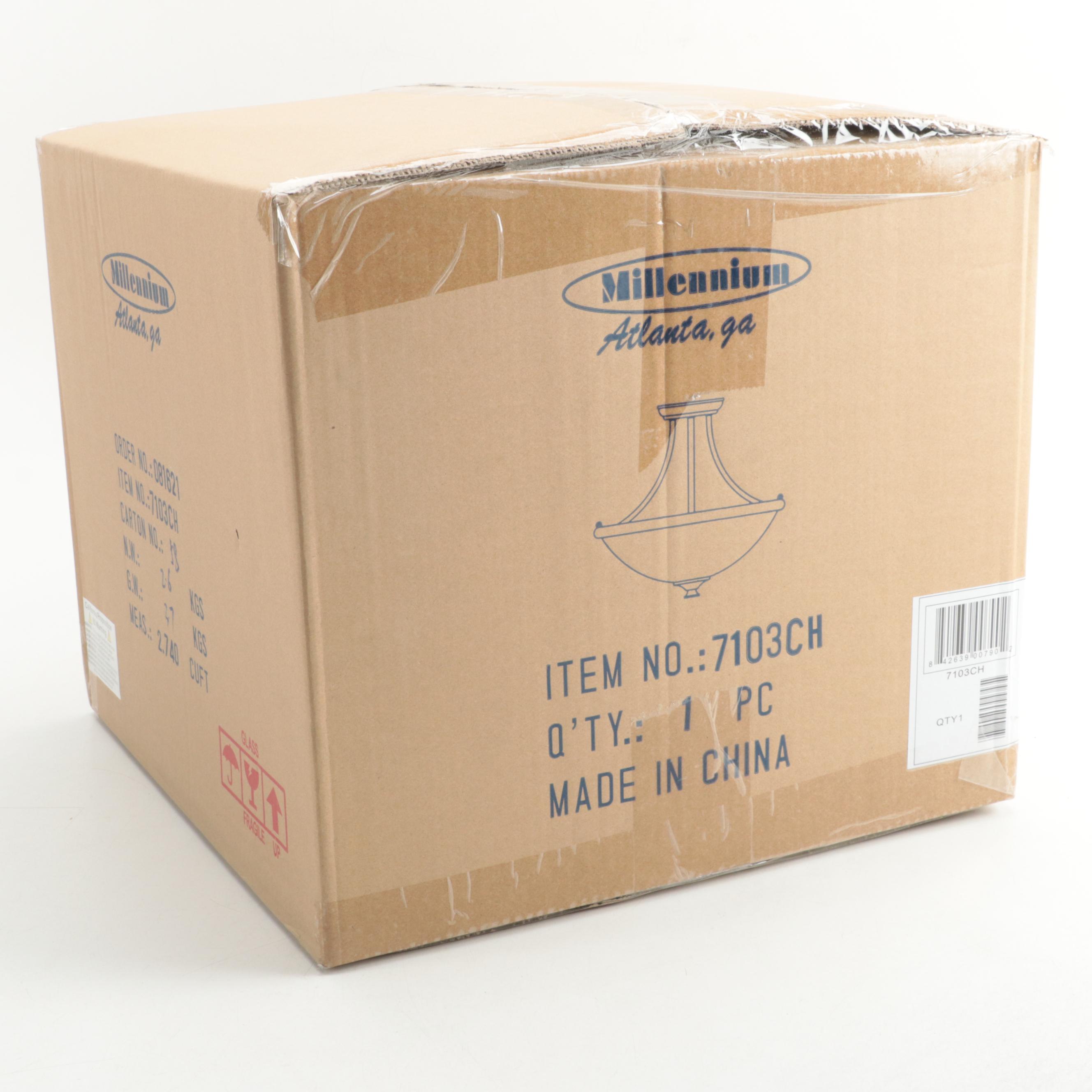 Millennium Lighting Chrome Finish Three-Light Semi-Flush Mount Ceiling Light