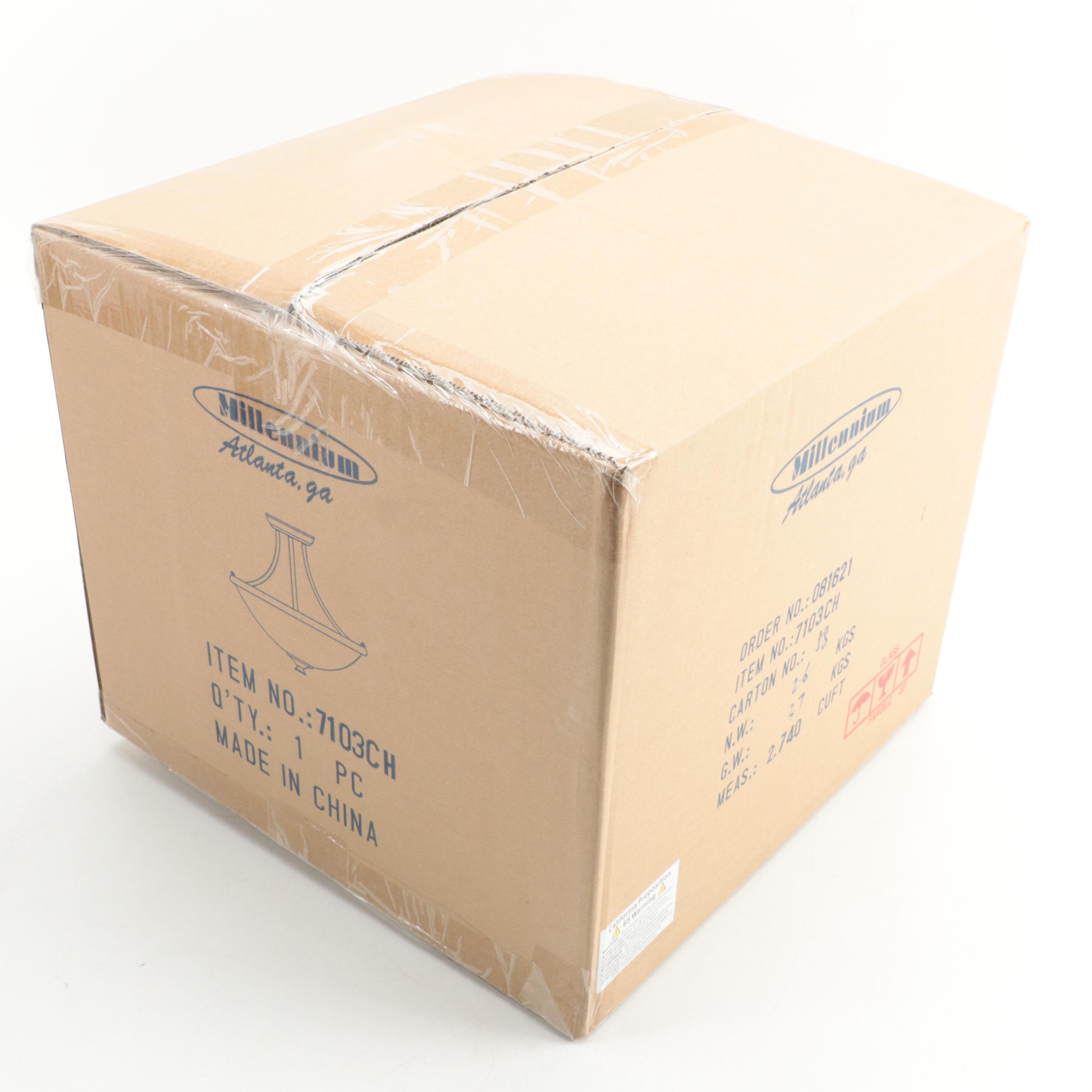 Millennium Lighting Chrome Finish Three-Light Semi-Flush Mount Ceiling Light