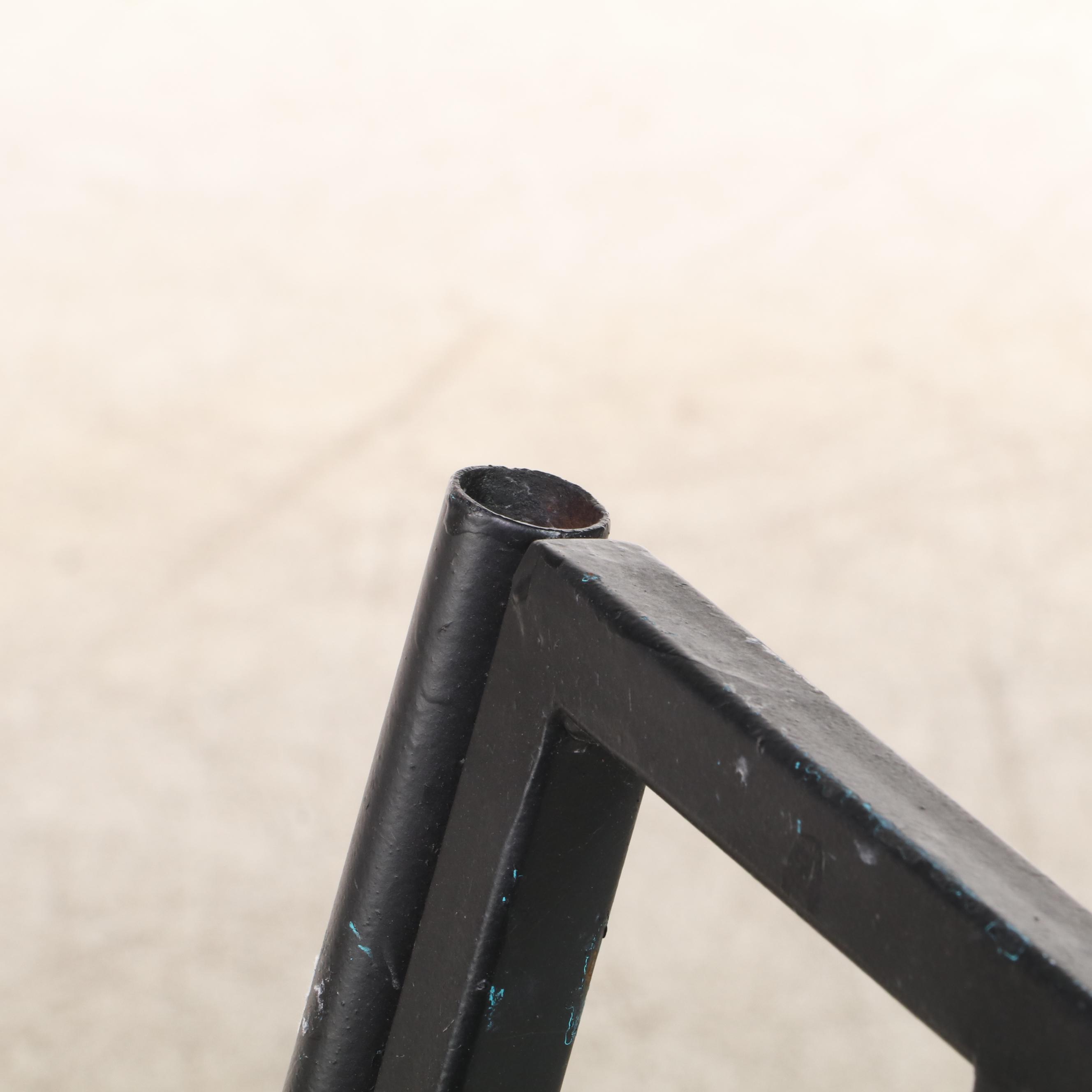 Pair of Faux-Bamboo Iron Patio Armchairs with Cushions