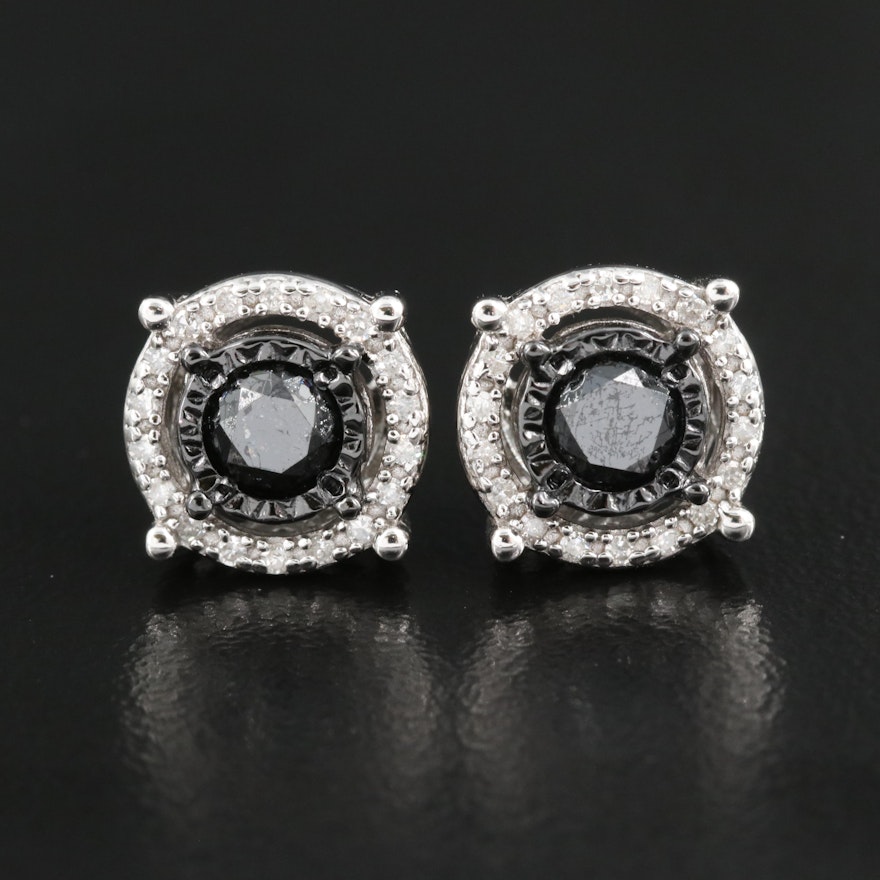 Sterling Diamond Stud Earrings