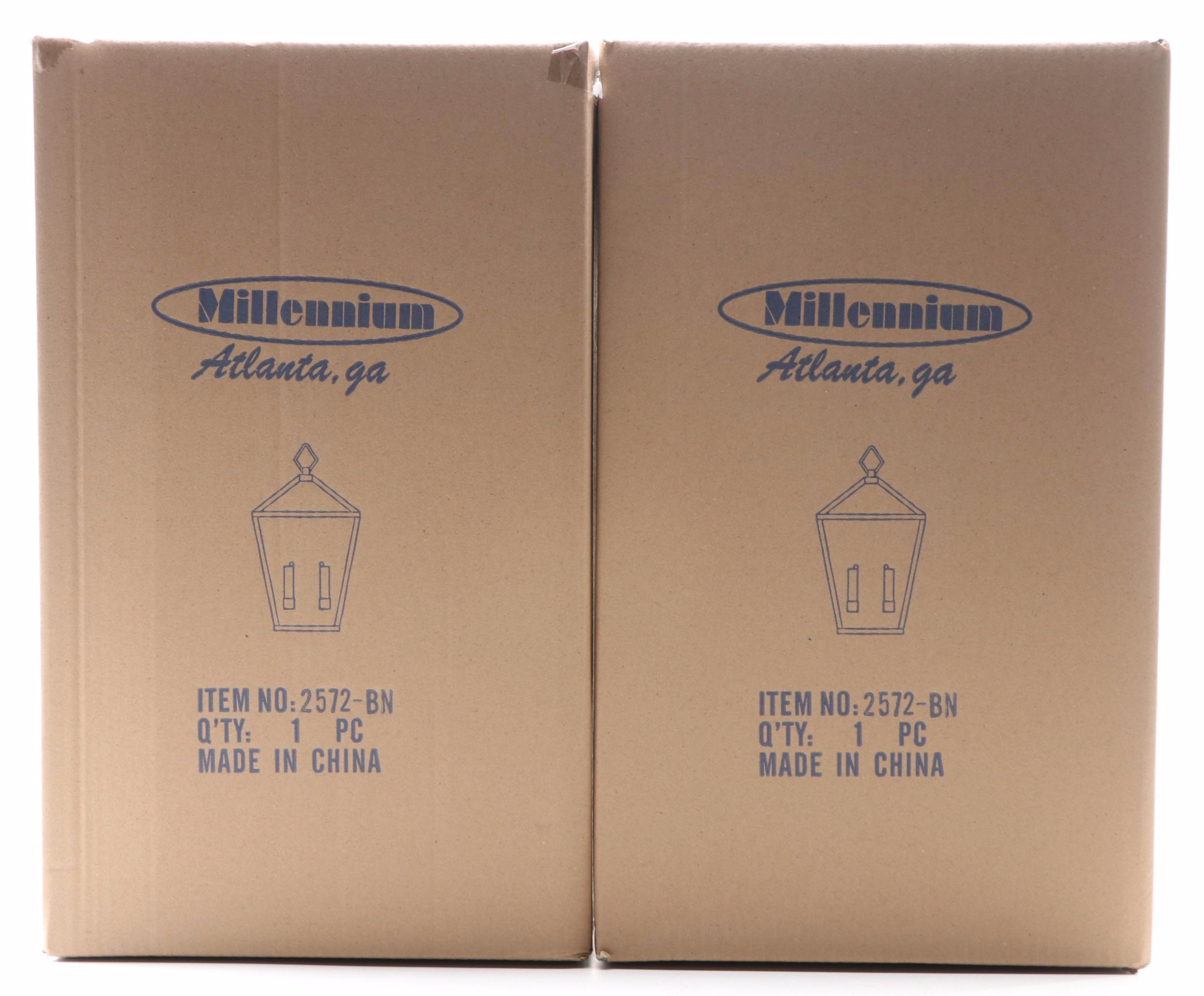 Two Millennium Lighting Brushed Nickel Finish Arnold Two-Light Bathroom Sconces