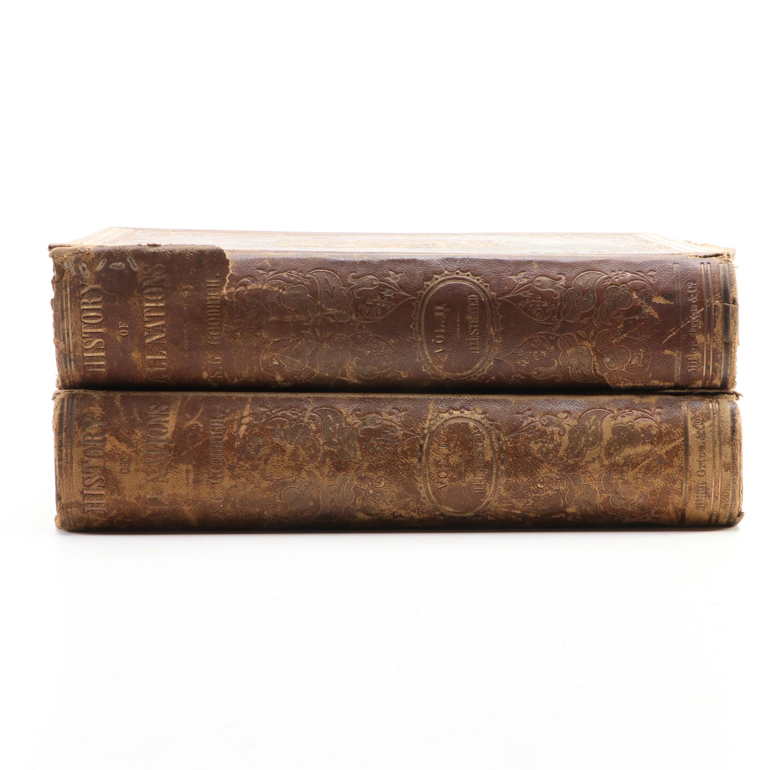 Illustrated "A History of All Nations" Two-Volume Set by S. G. Goodrich, 1857
