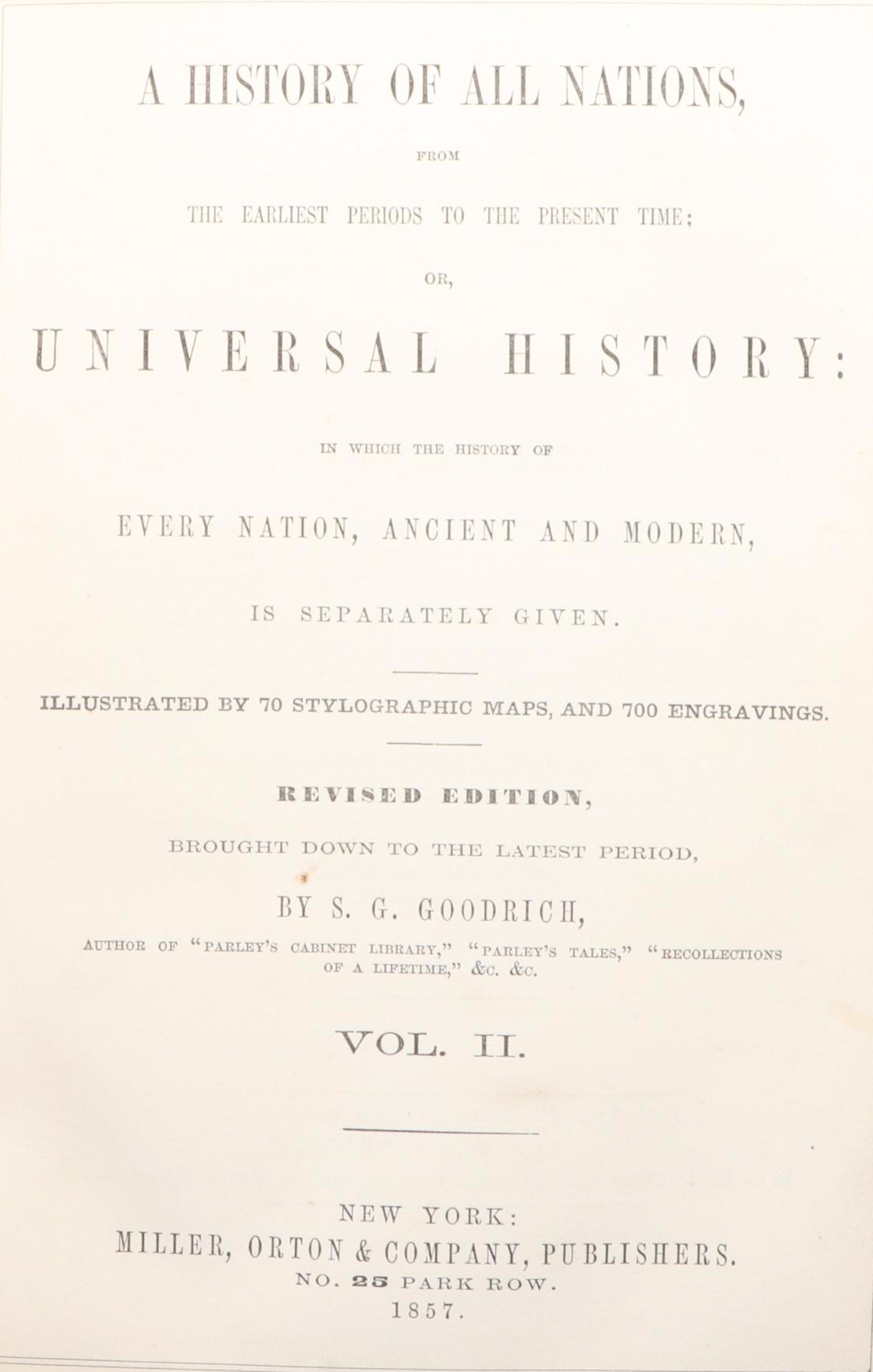 Illustrated "A History of All Nations" Two-Volume Set by S. G. Goodrich, 1857