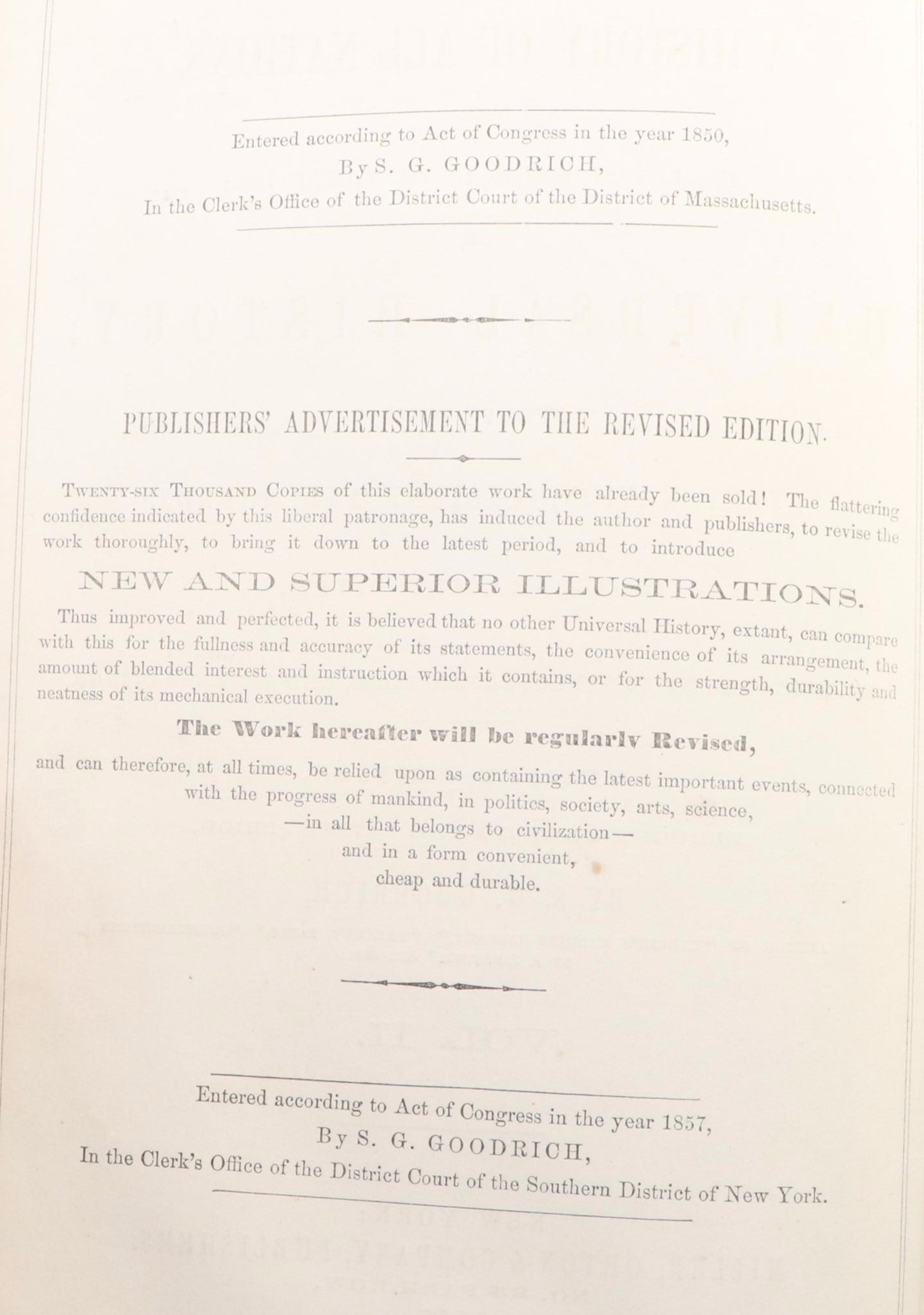 Illustrated "A History of All Nations" Two-Volume Set by S. G. Goodrich, 1857