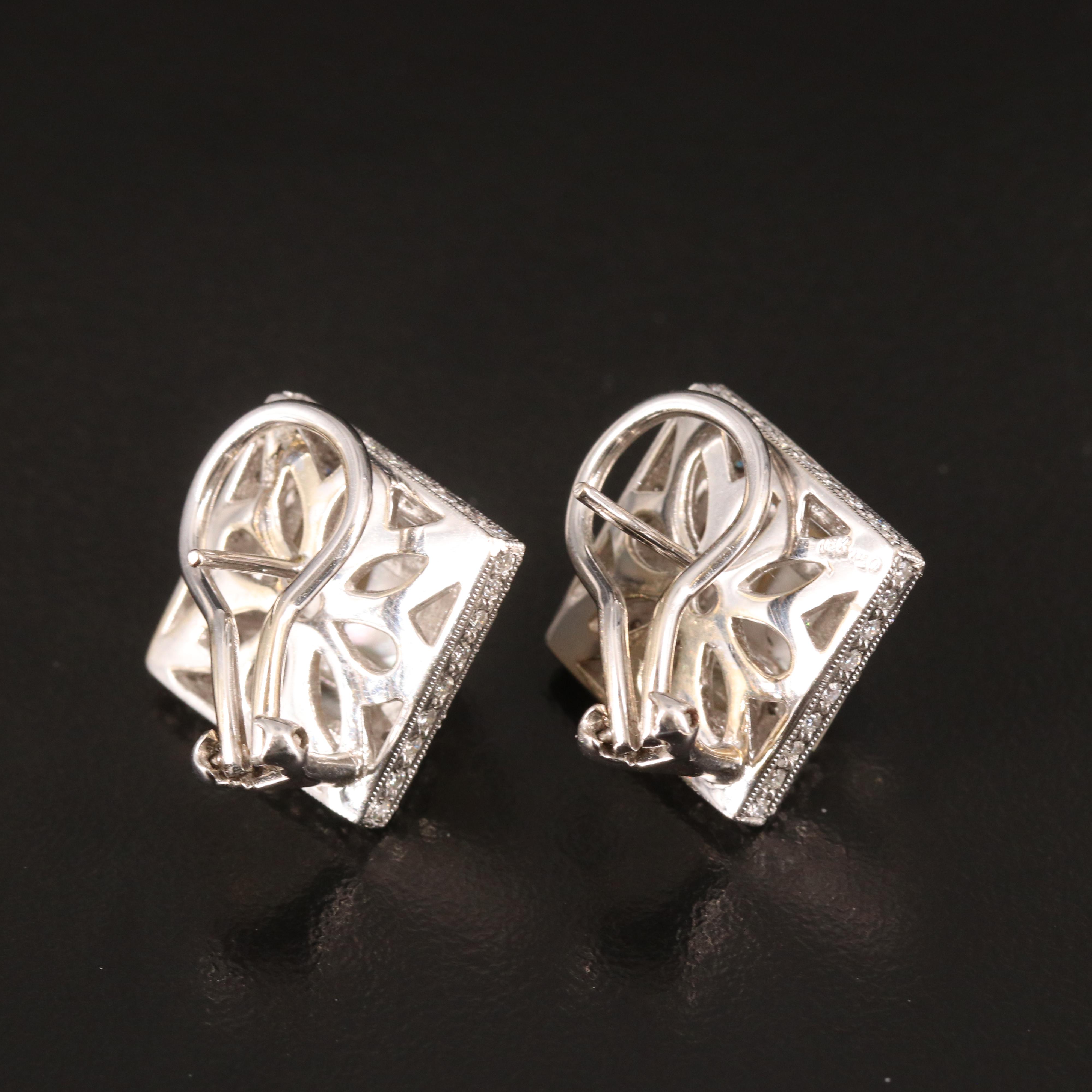 18K Mother-of-Pearl and 2.00 CTW Diamond Earrings