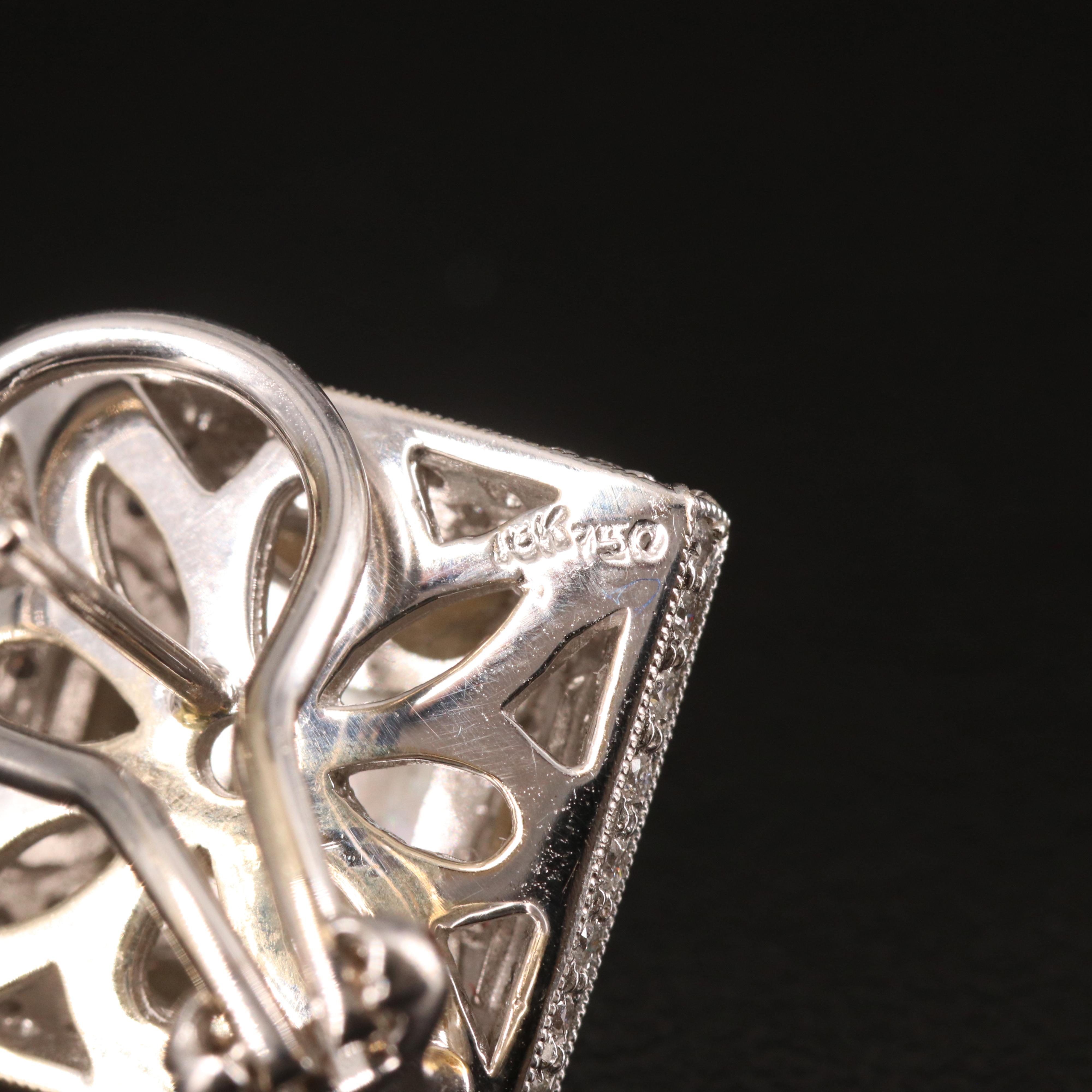 18K Mother-of-Pearl and 2.00 CTW Diamond Earrings