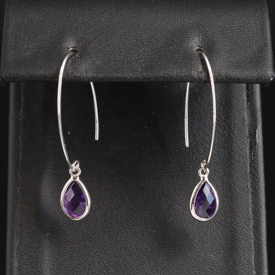 Sterling Amethyst Threader Earrings