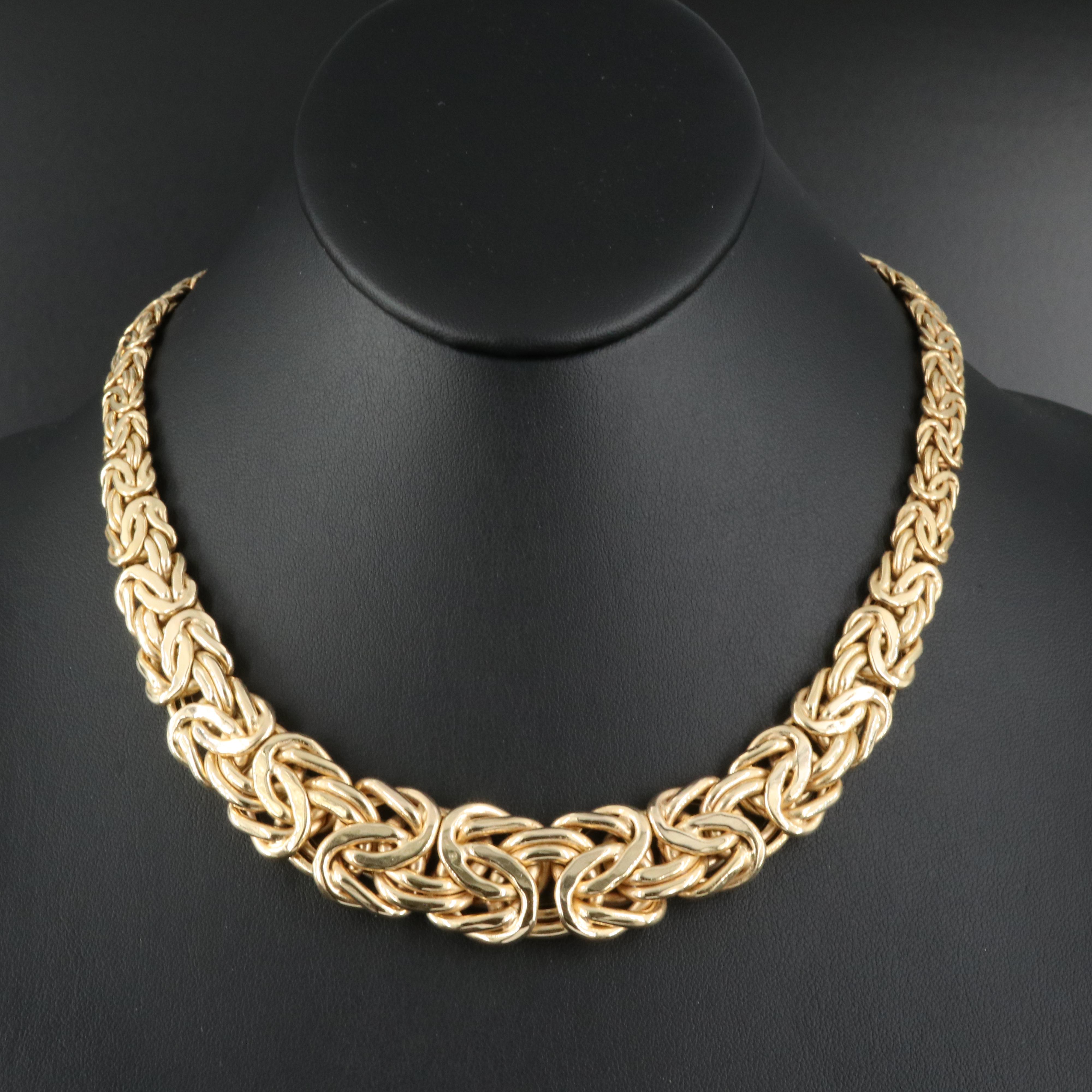 Italian 14K Graduated Byzantine Chain Necklace