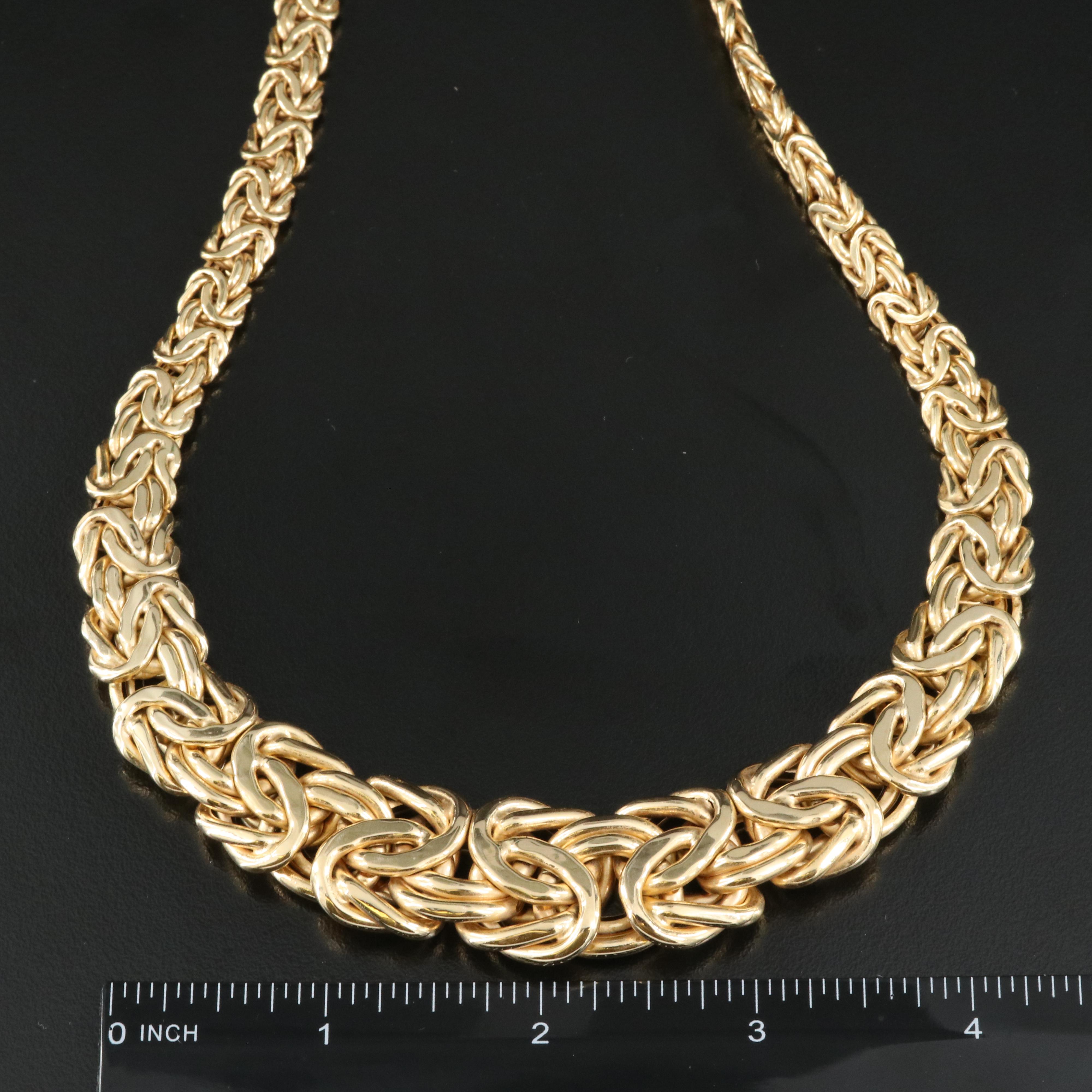 Italian 14K Graduated Byzantine Chain Necklace