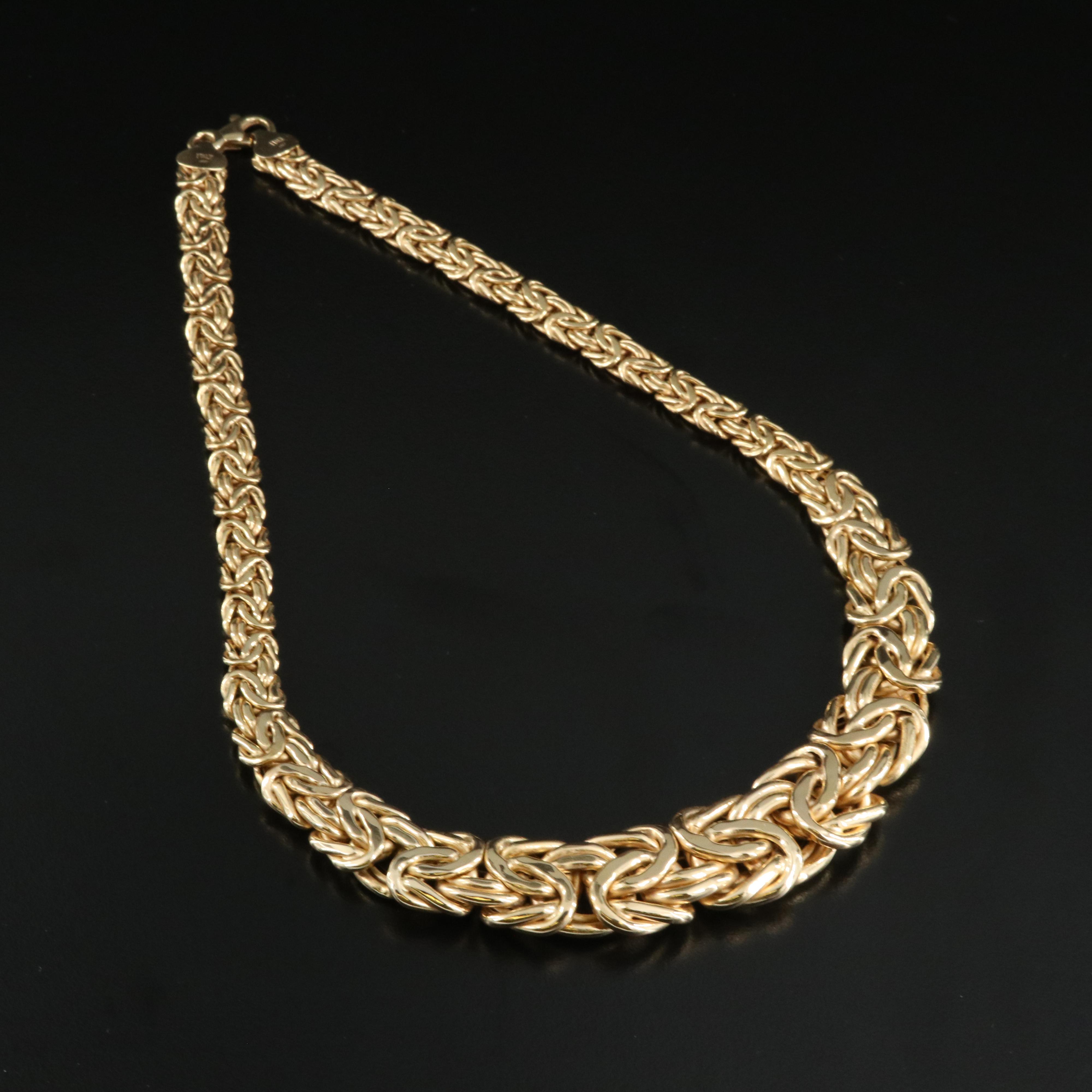 Italian 14K Graduated Byzantine Chain Necklace