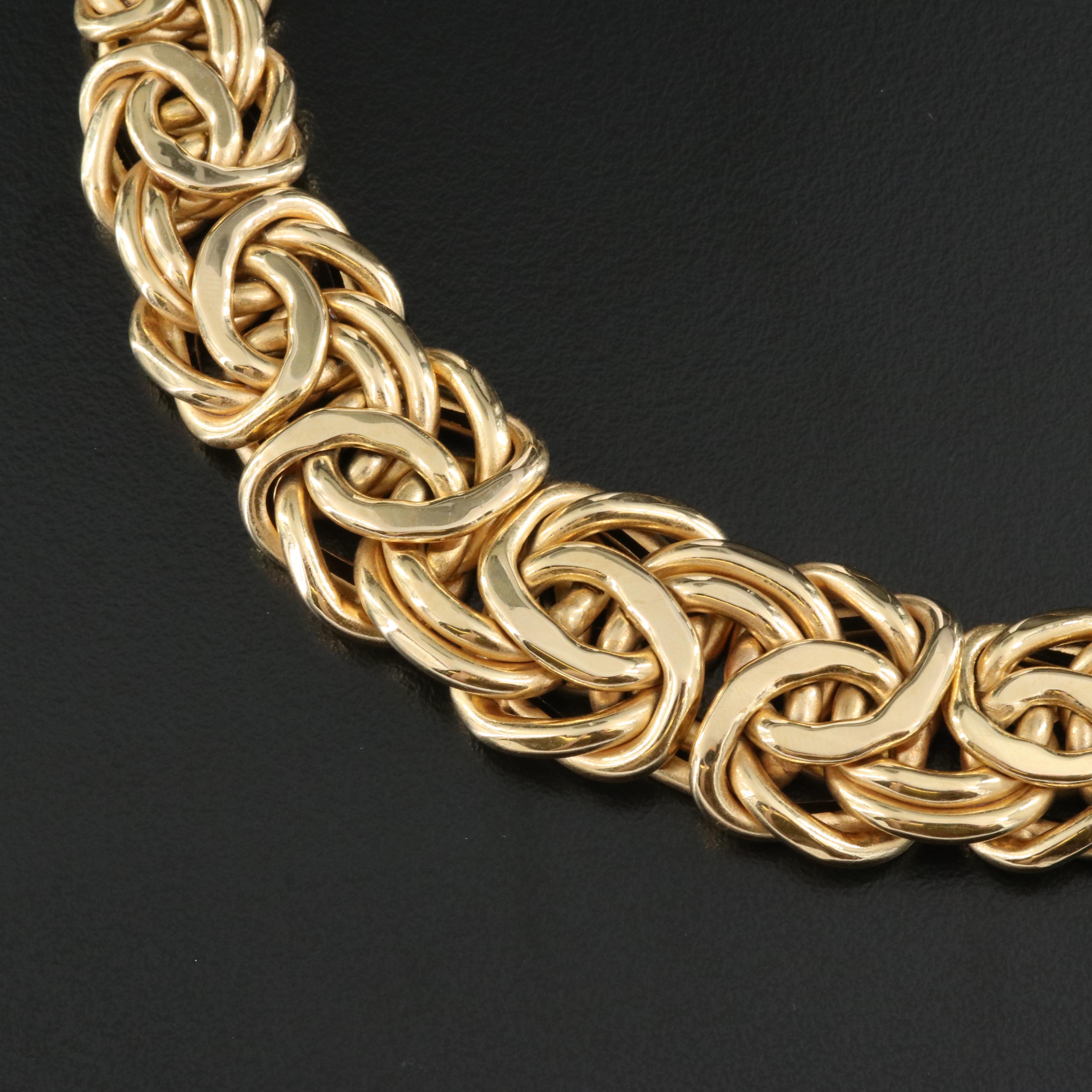 Italian 14K Graduated Byzantine Chain Necklace