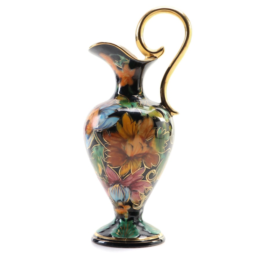 Henri Bequet Hand-Painted Ceramic Ewer, Early to Mid-20th Century