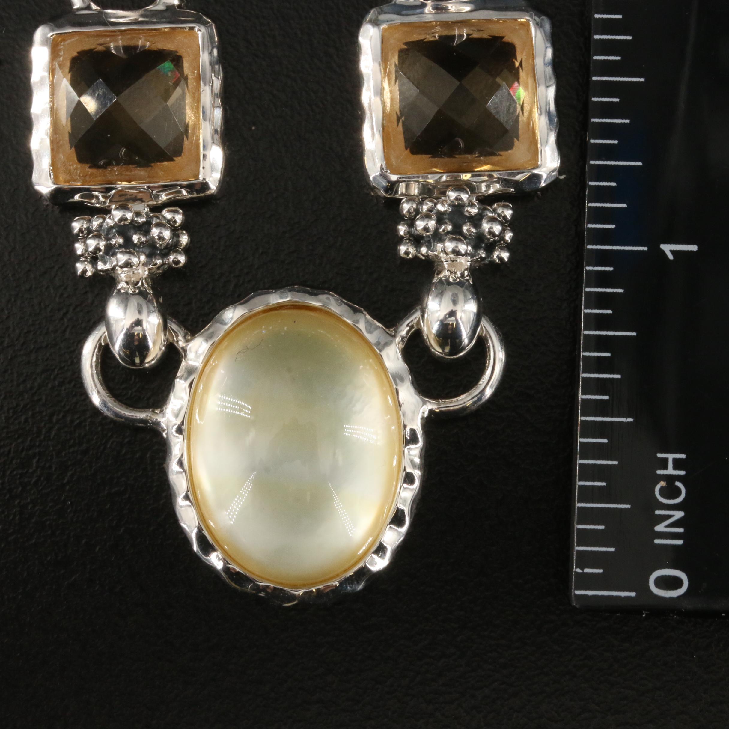 Michael Dawkins  Citrine and Mother-of- Pearl Sterling Necklace