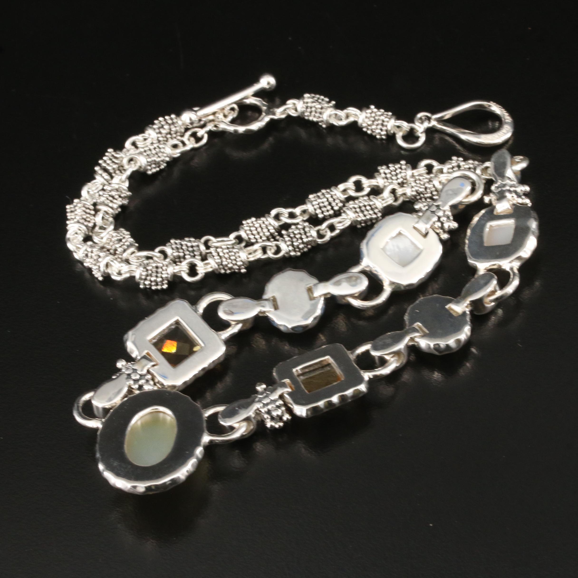 Michael Dawkins  Citrine and Mother-of- Pearl Sterling Necklace