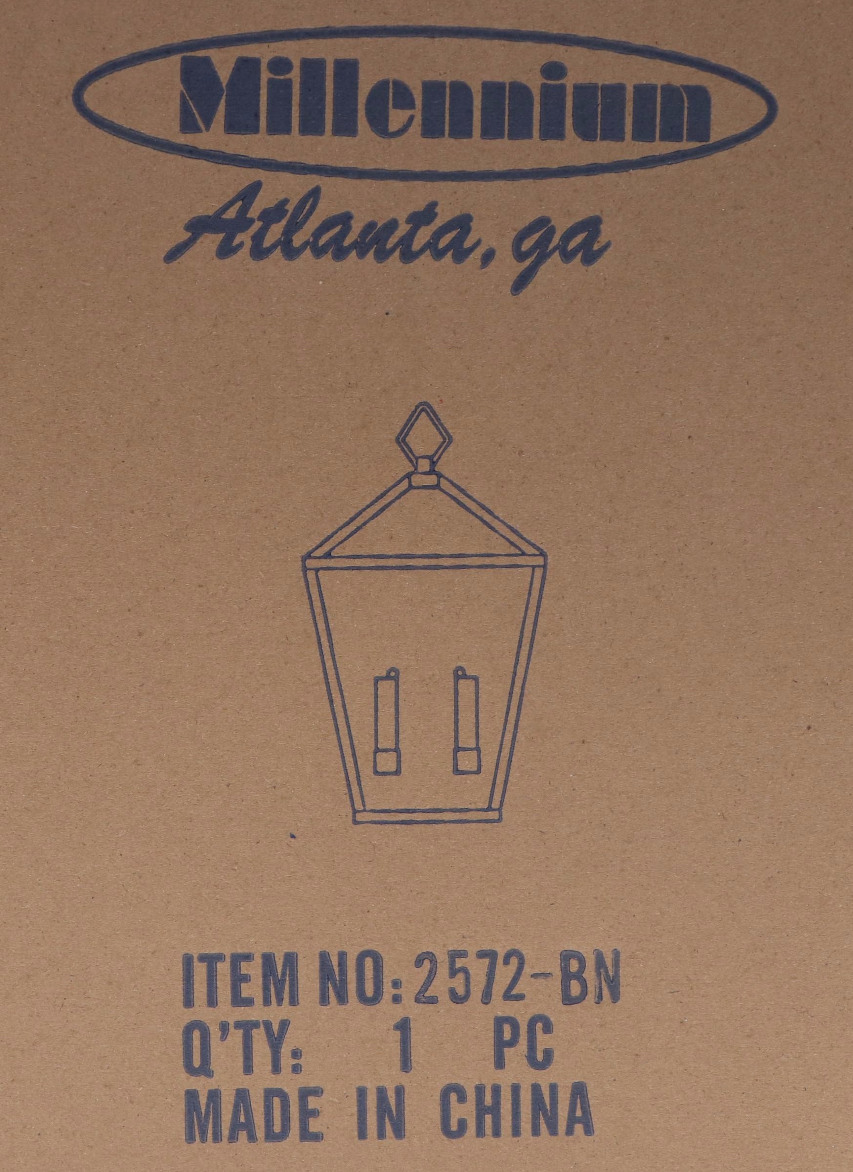 Three Millennium Lighting Brushed Nickel Finish Arnold Two-Light Lantern Sconces