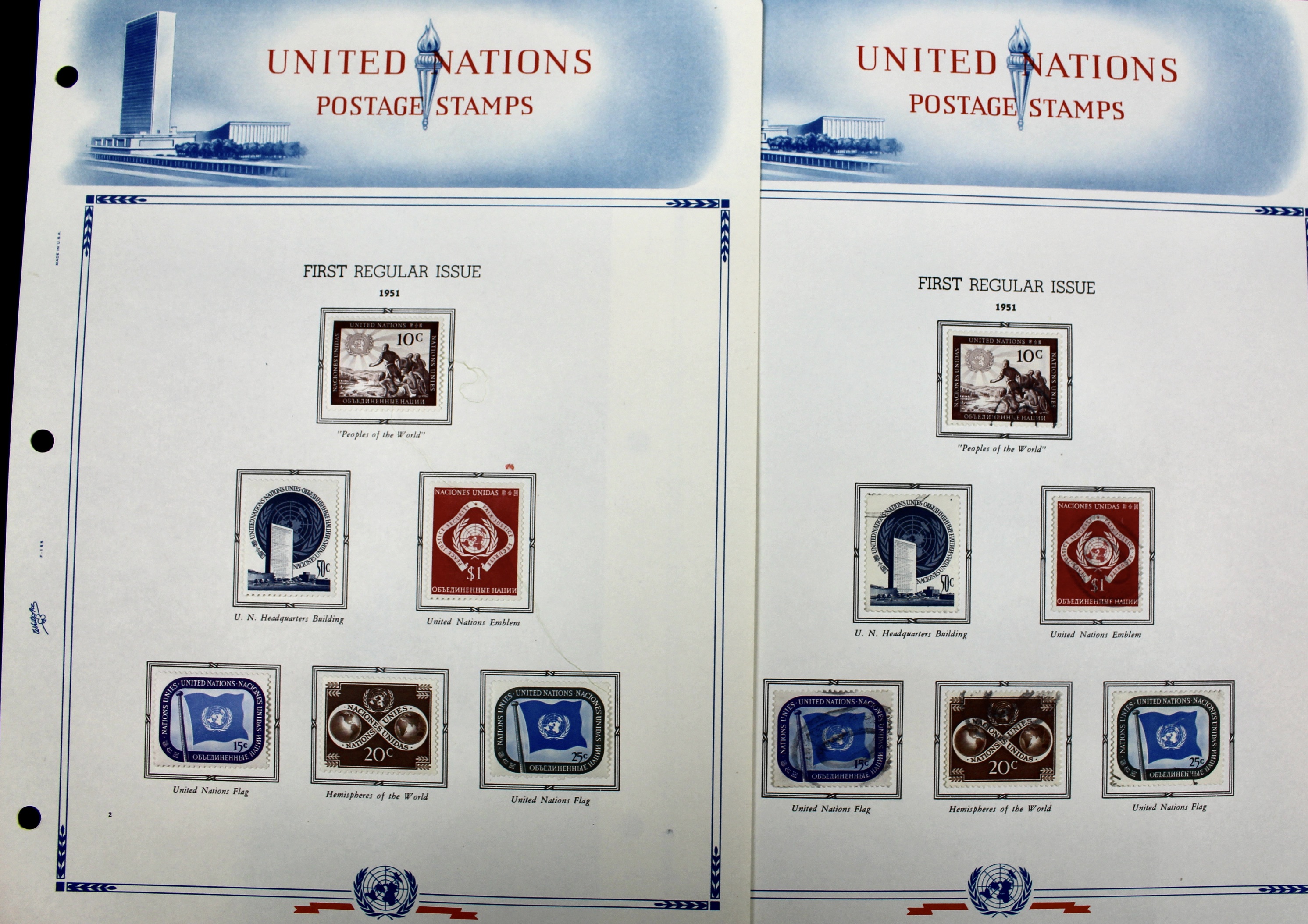 United Nations Postage Stamps, 1950s to 1990s
