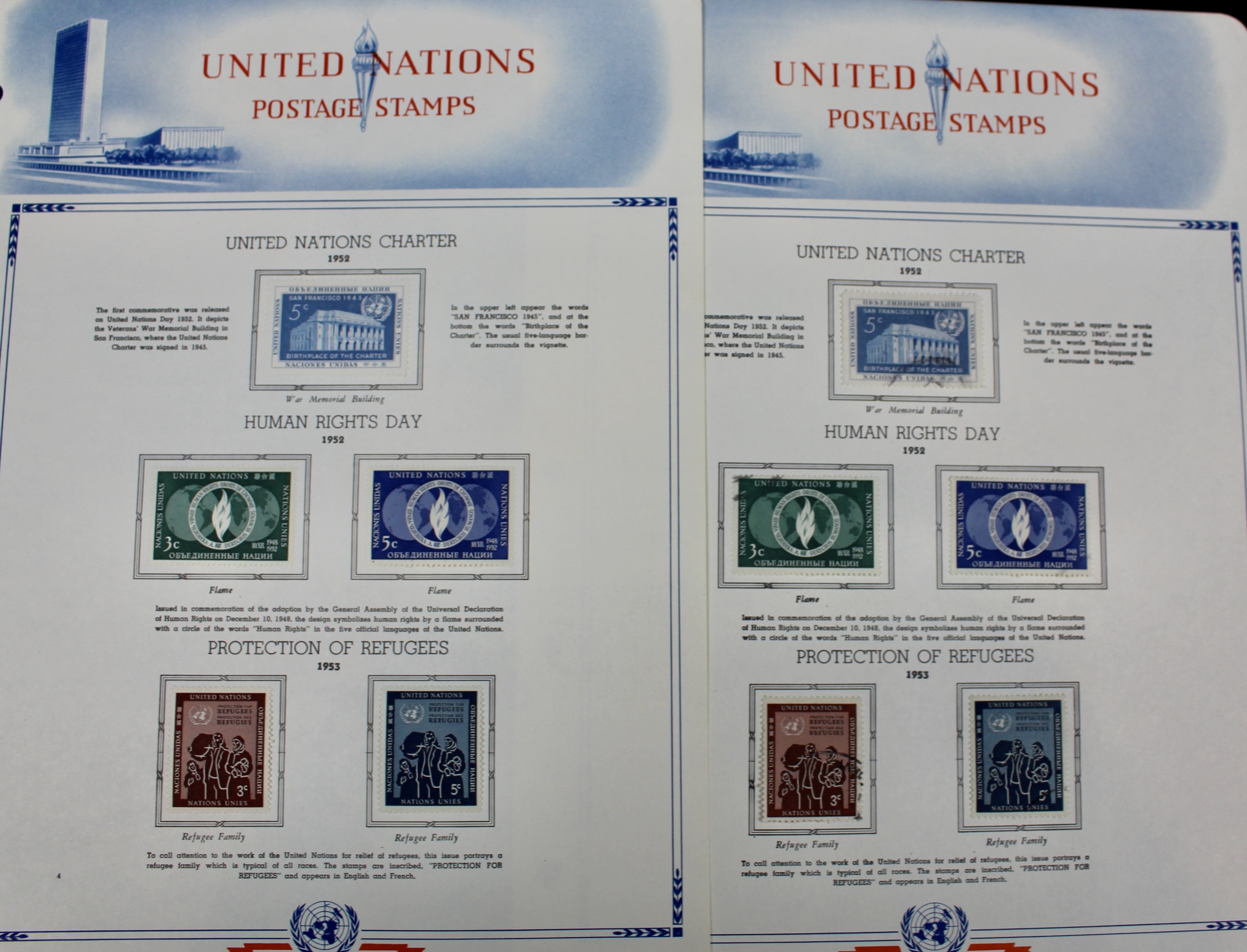 United Nations Postage Stamps, 1950s to 1990s