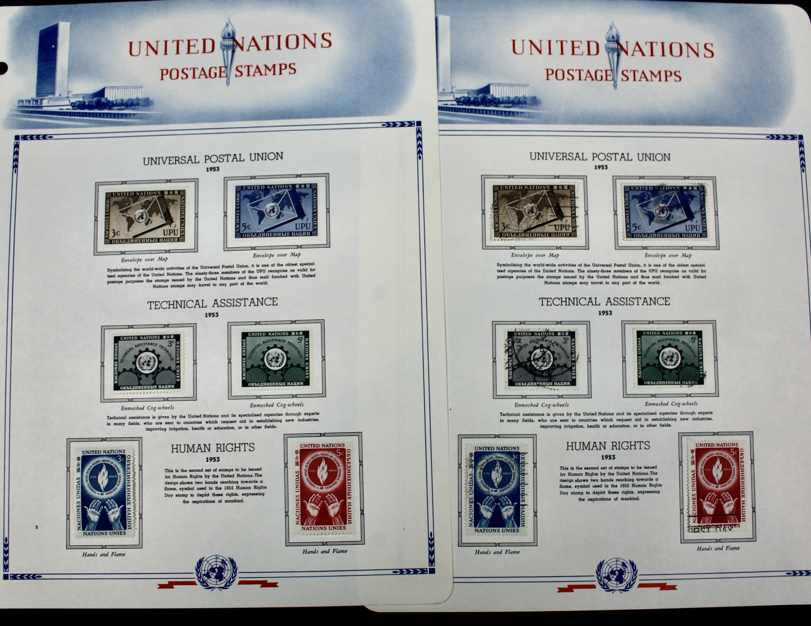 United Nations Postage Stamps, 1950s to 1990s