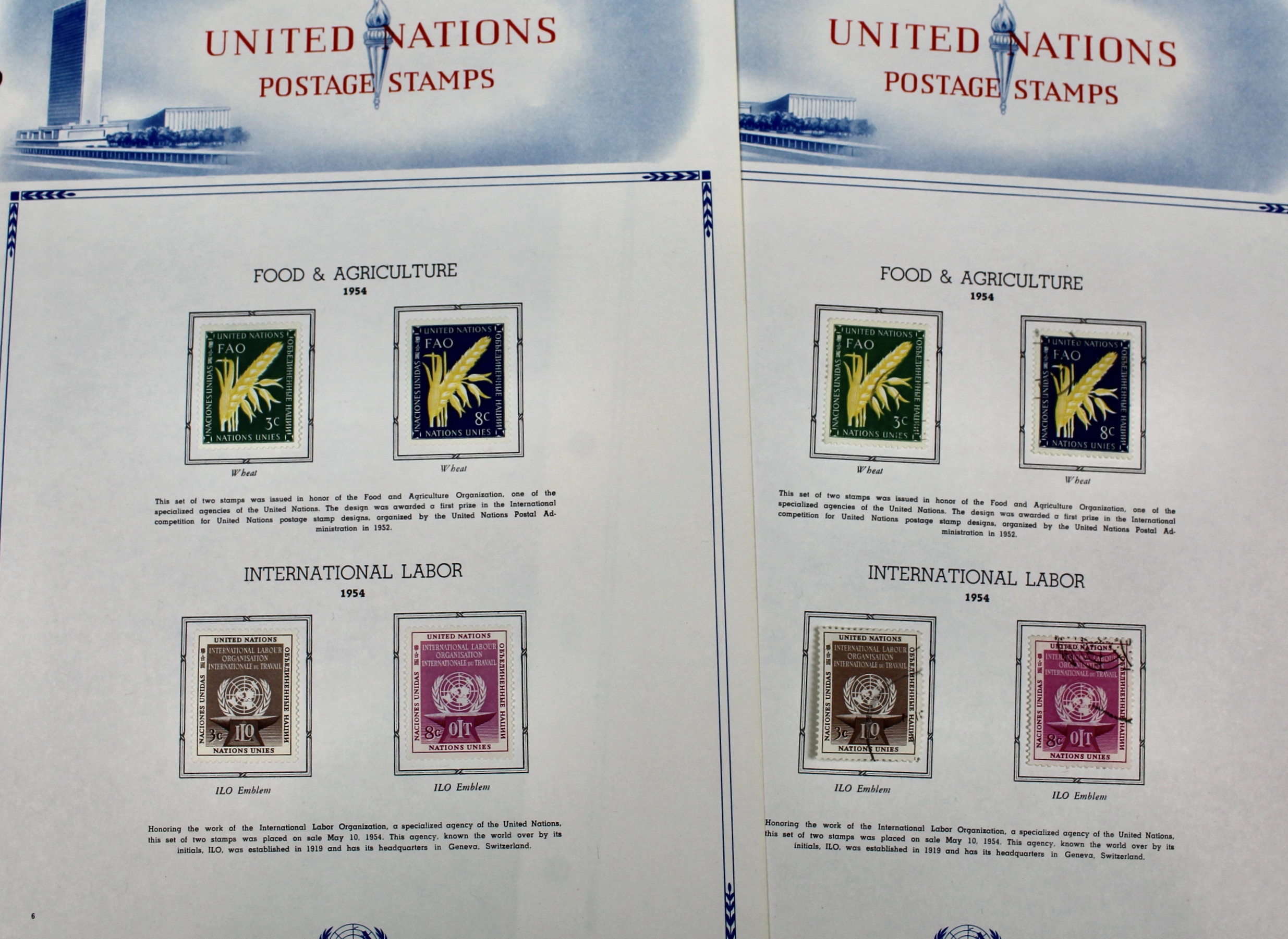 United Nations Postage Stamps, 1950s to 1990s