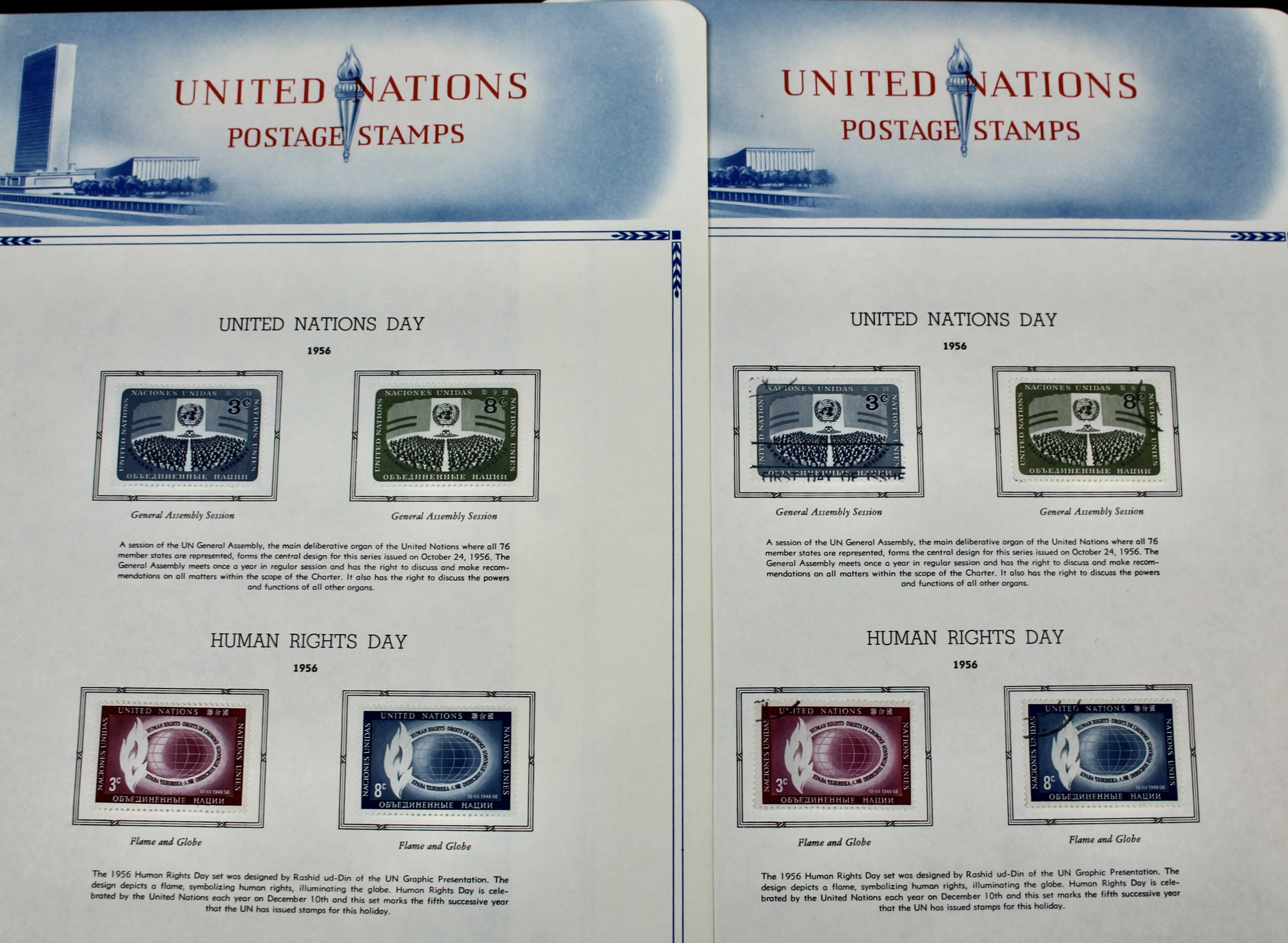 United Nations Postage Stamps, 1950s to 1990s