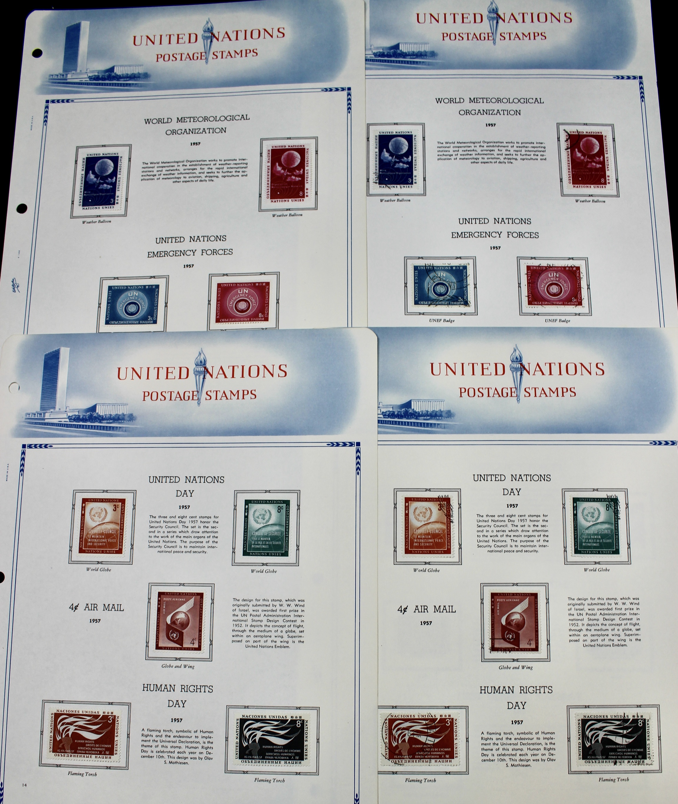 United Nations Postage Stamps, 1950s to 1990s