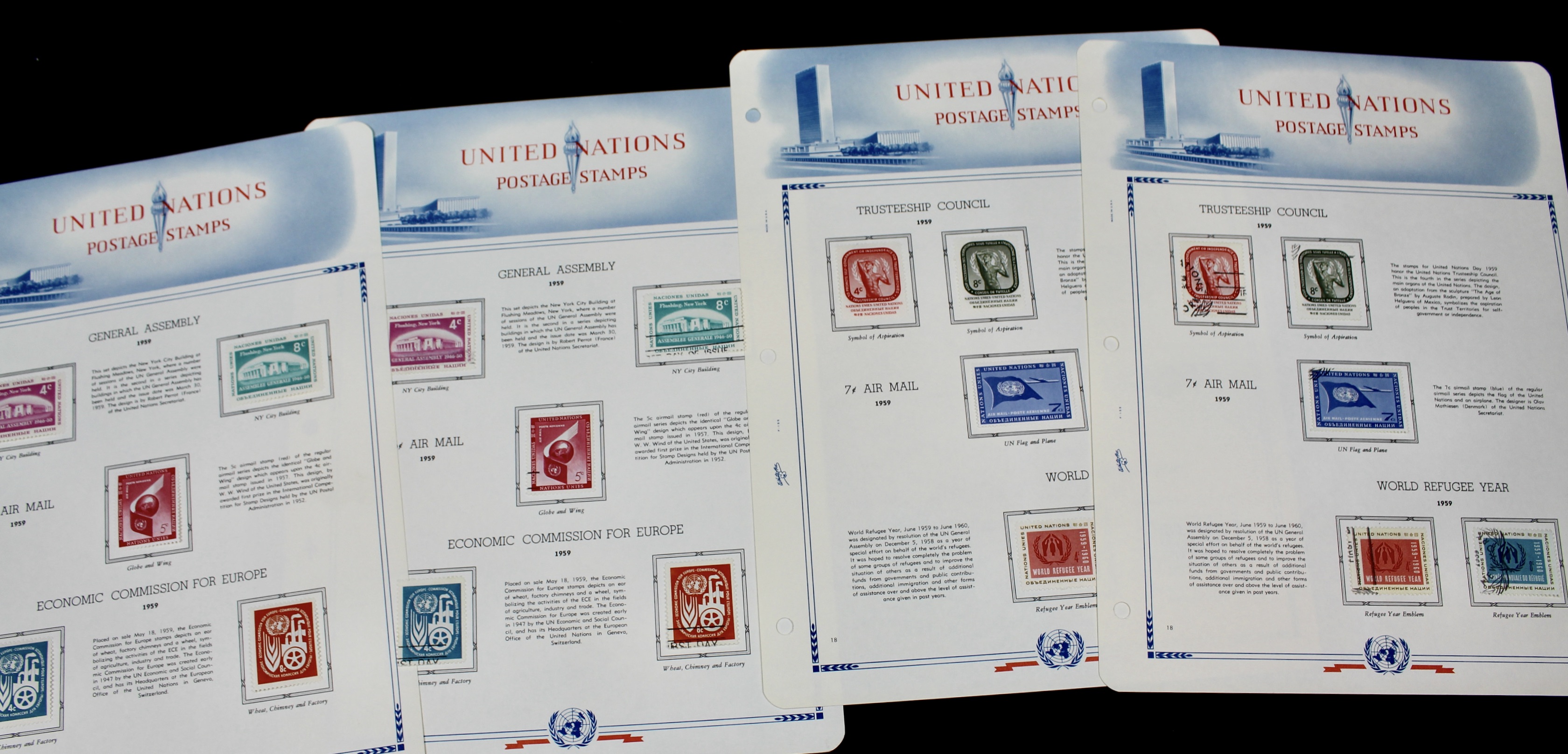 United Nations Postage Stamps, 1950s to 1990s