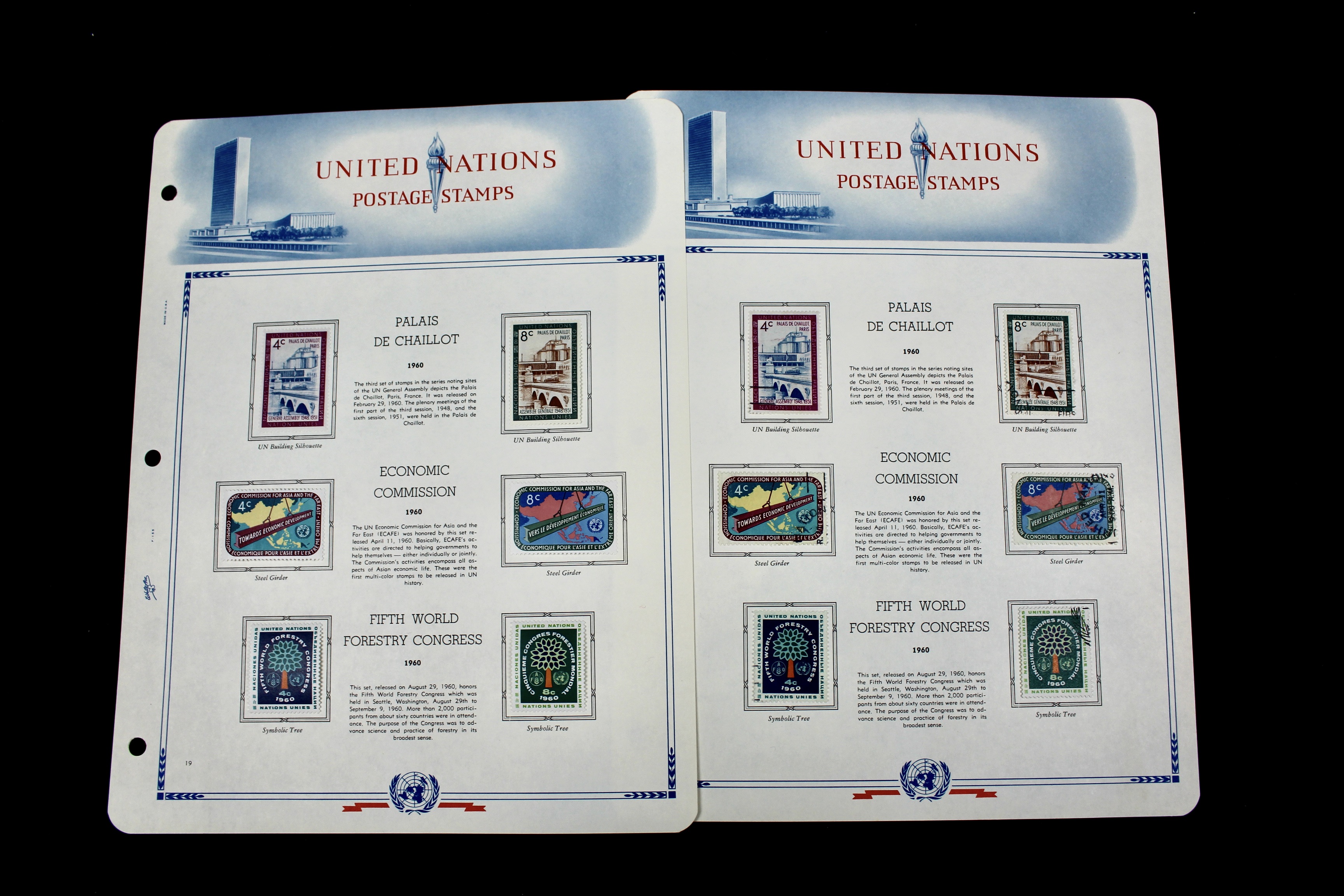United Nations Postage Stamps, 1950s to 1990s