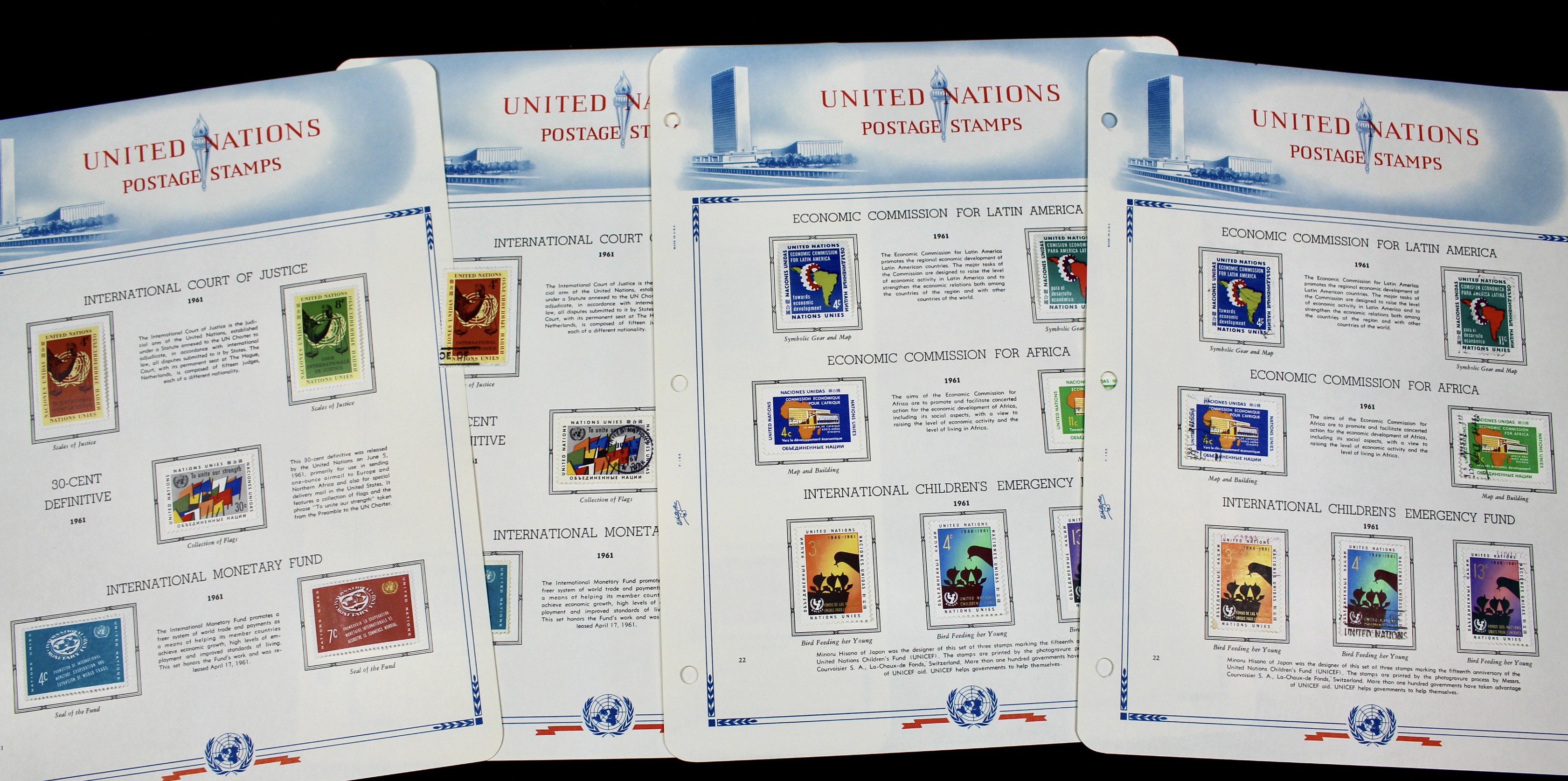 United Nations Postage Stamps, 1950s to 1990s