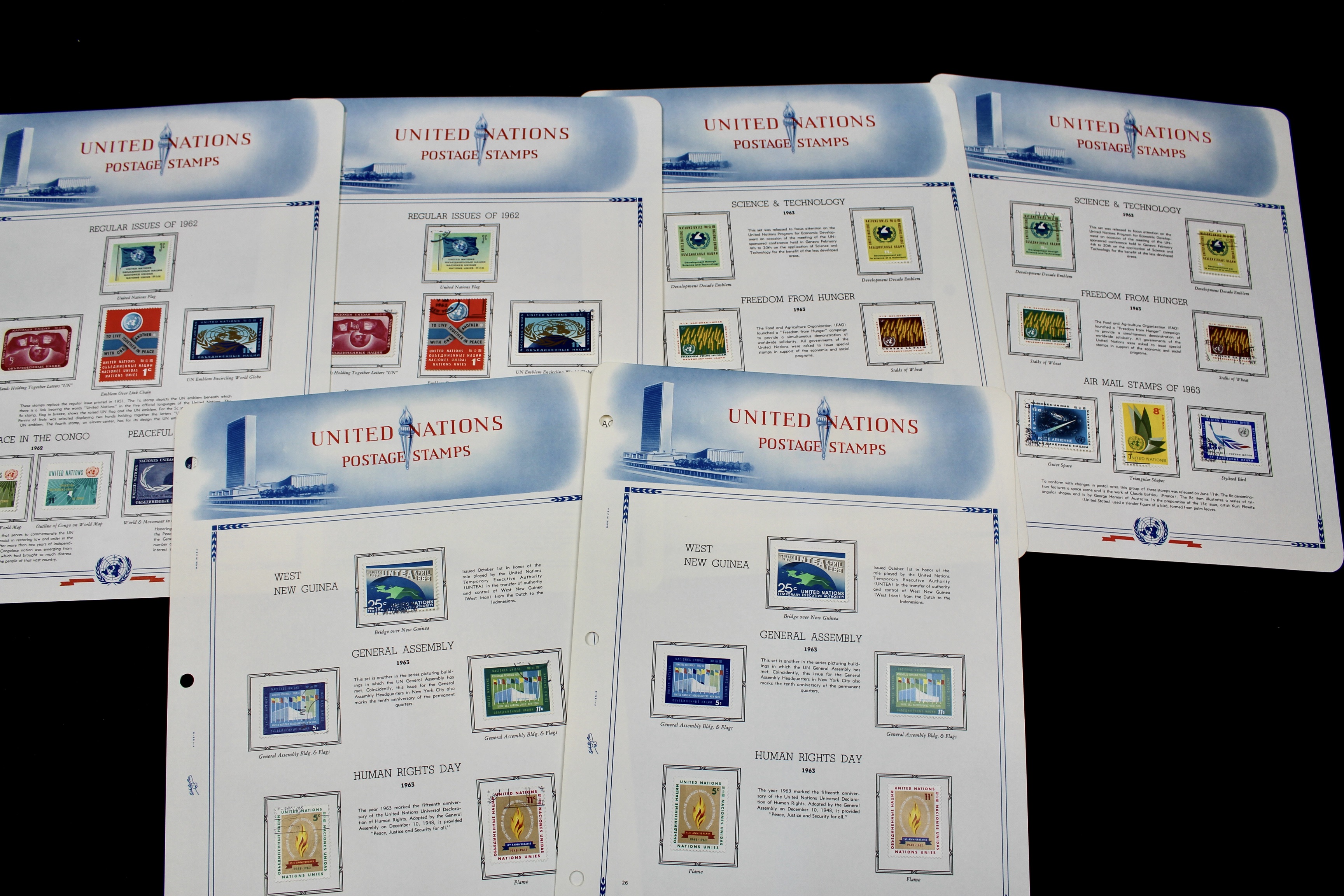 United Nations Postage Stamps, 1950s to 1990s