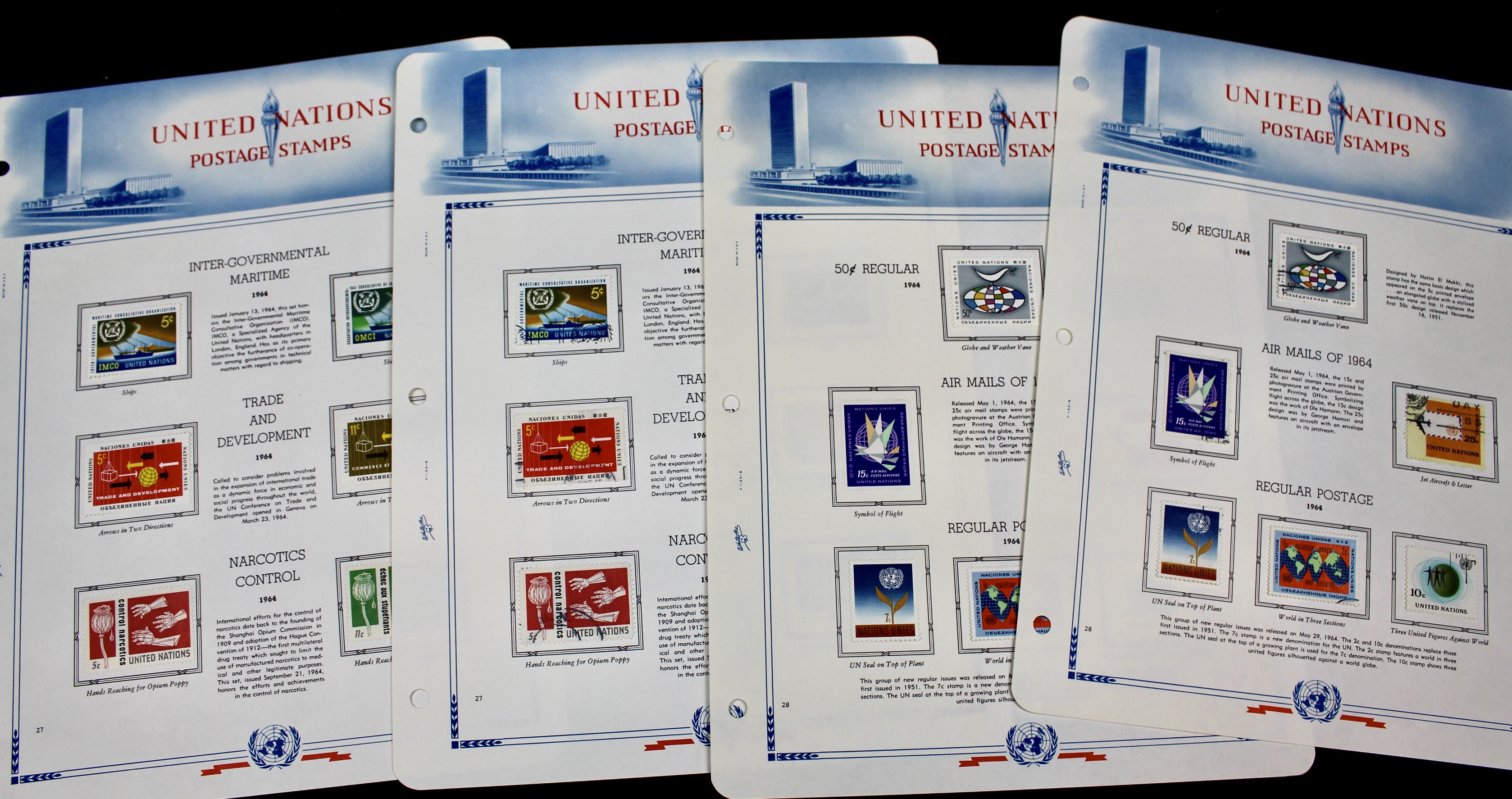 United Nations Postage Stamps, 1950s to 1990s