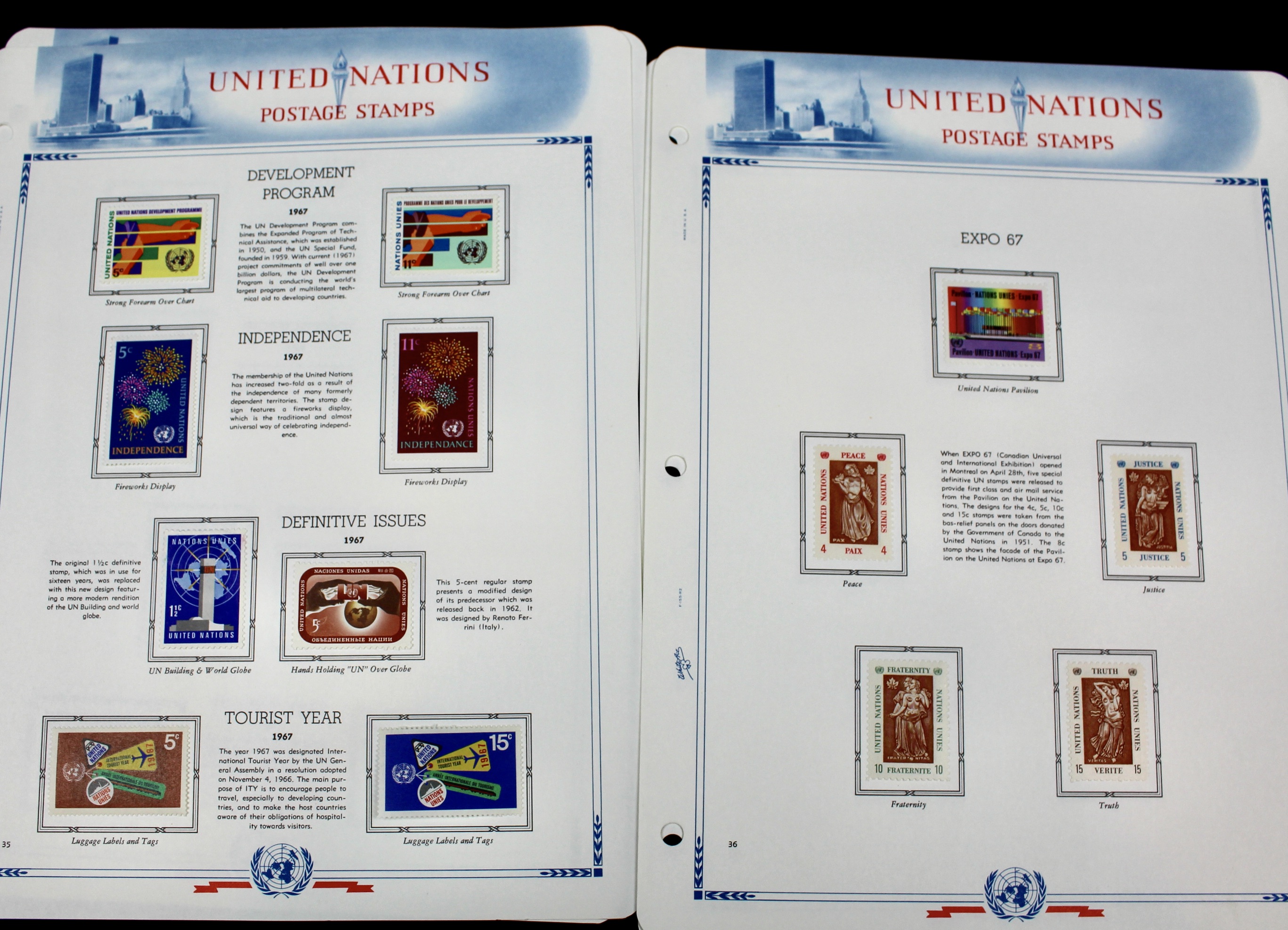 United Nations Postage Stamps, 1950s to 1990s
