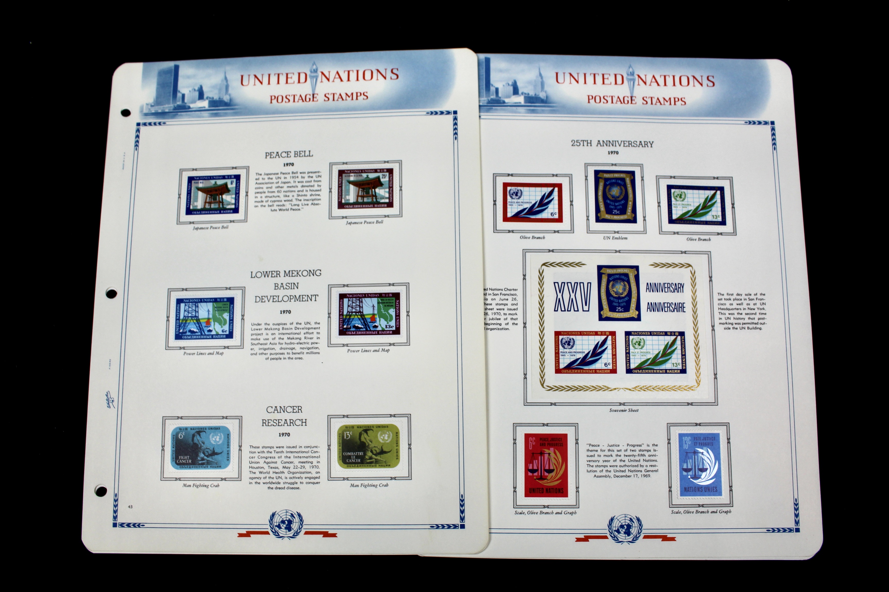 United Nations Postage Stamps, 1950s to 1990s