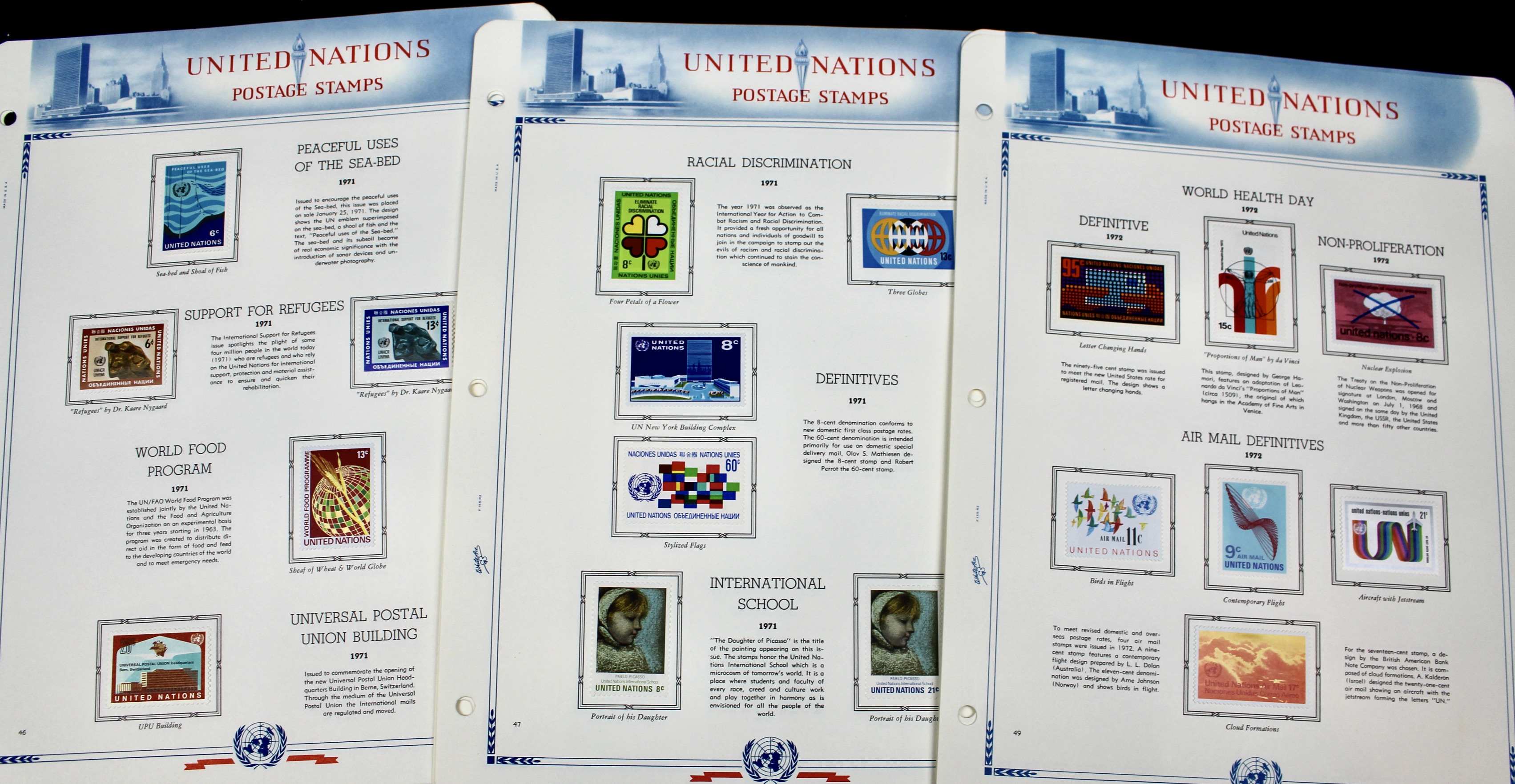 United Nations Postage Stamps, 1950s to 1990s