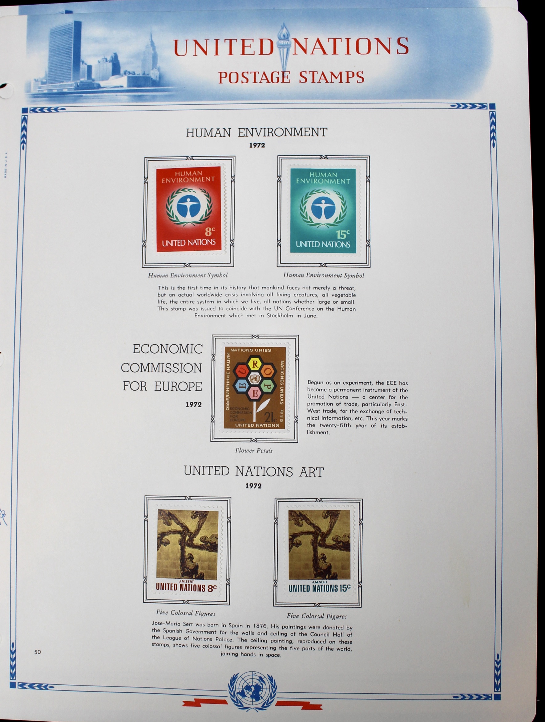 United Nations Postage Stamps, 1950s to 1990s